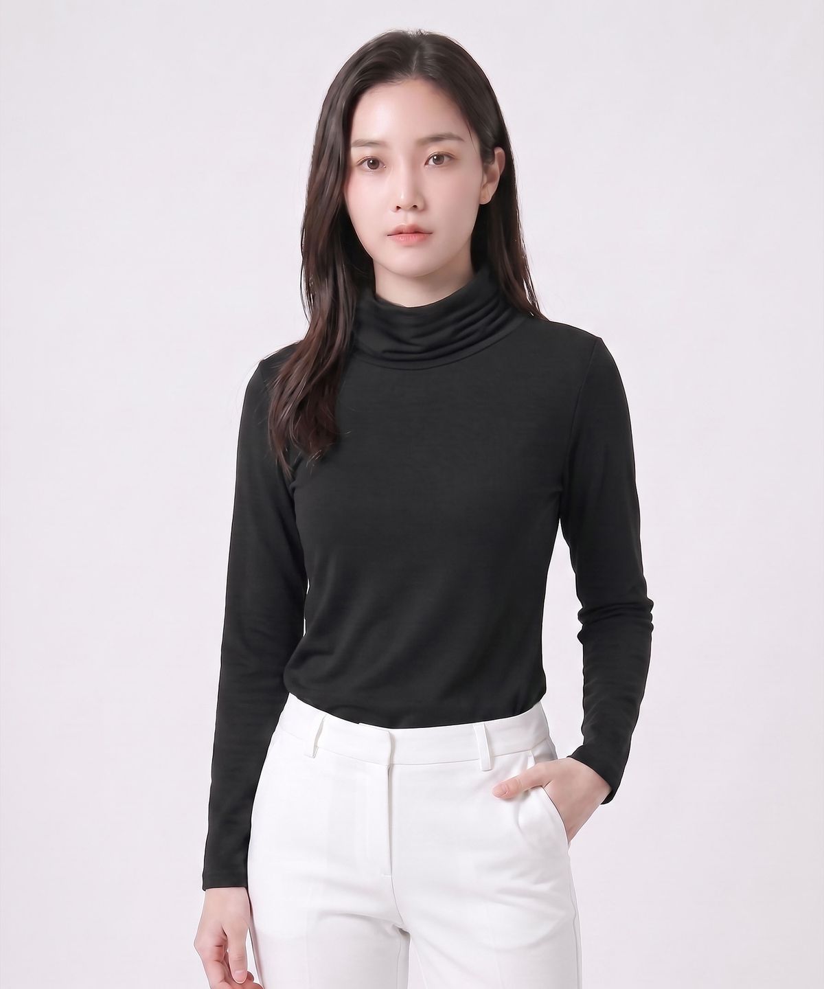 이지바이(EZBUY) 웜커버 여성 약기모 마스크넥 티셔츠 5 Colors