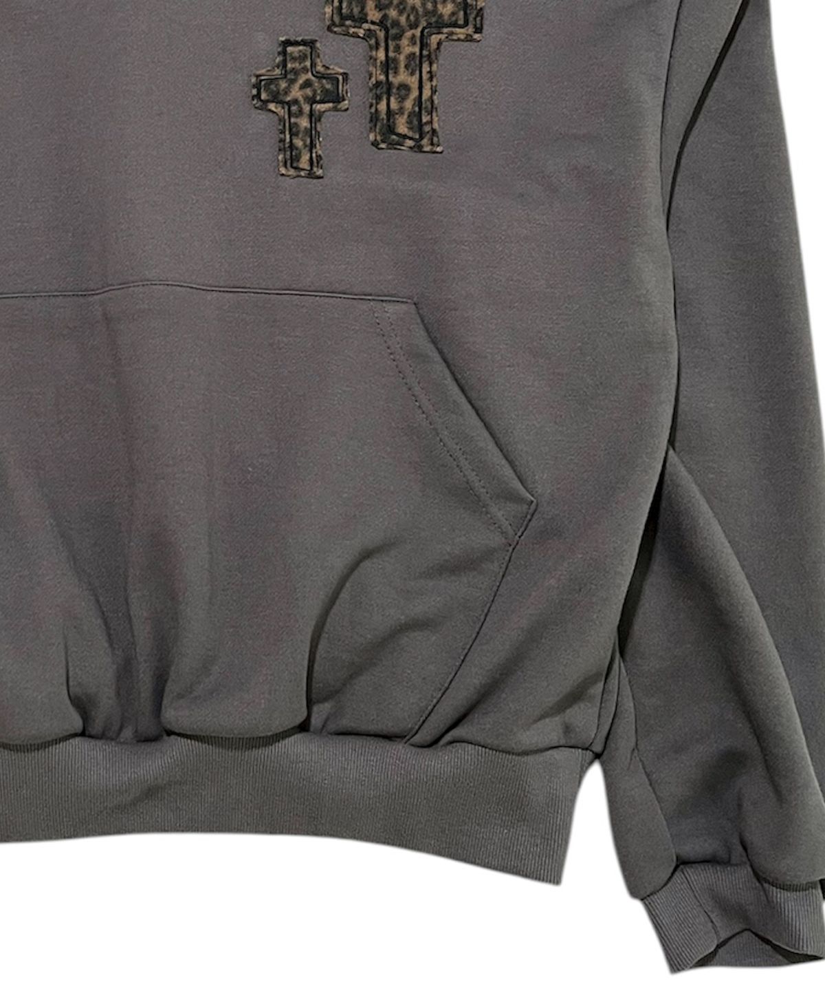 스케이터락(SK8ER ROCK) Double Cross Crop Sweat Hoodie ((darkgray))