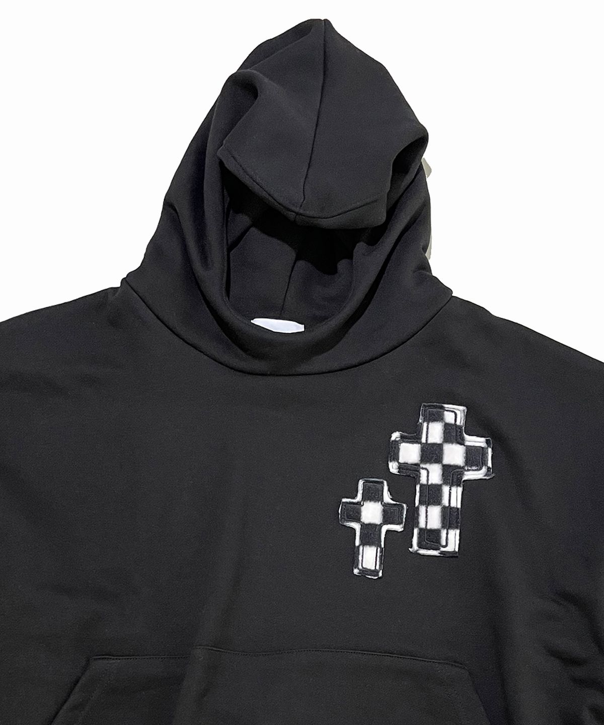 스케이터락(SK8ER ROCK) Double Cross Crop Sweat Hoodie ((black))