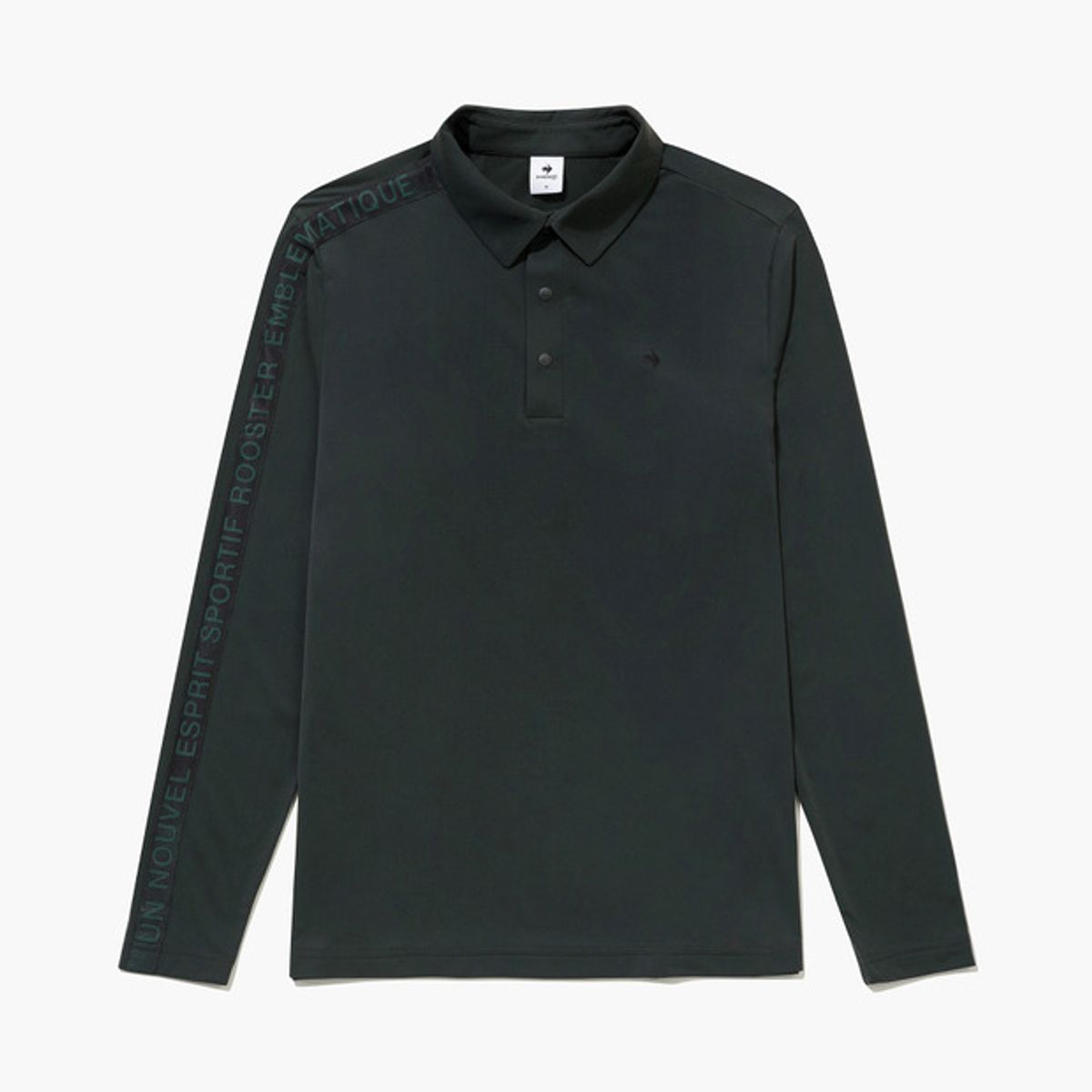 르꼬끄 골프(LECOQ GOLF) 남성 레터링 라인 브러쉬드 폴로 티셔츠 _DGRN GQ421MTLO1