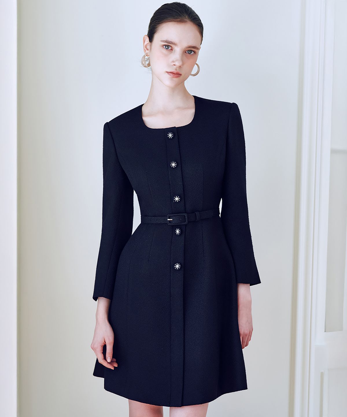 쥴리앤칼라(JULIY&CALLA) 25FW 칼라128 GBTN   엘라 트위드 원피스 딥네이비