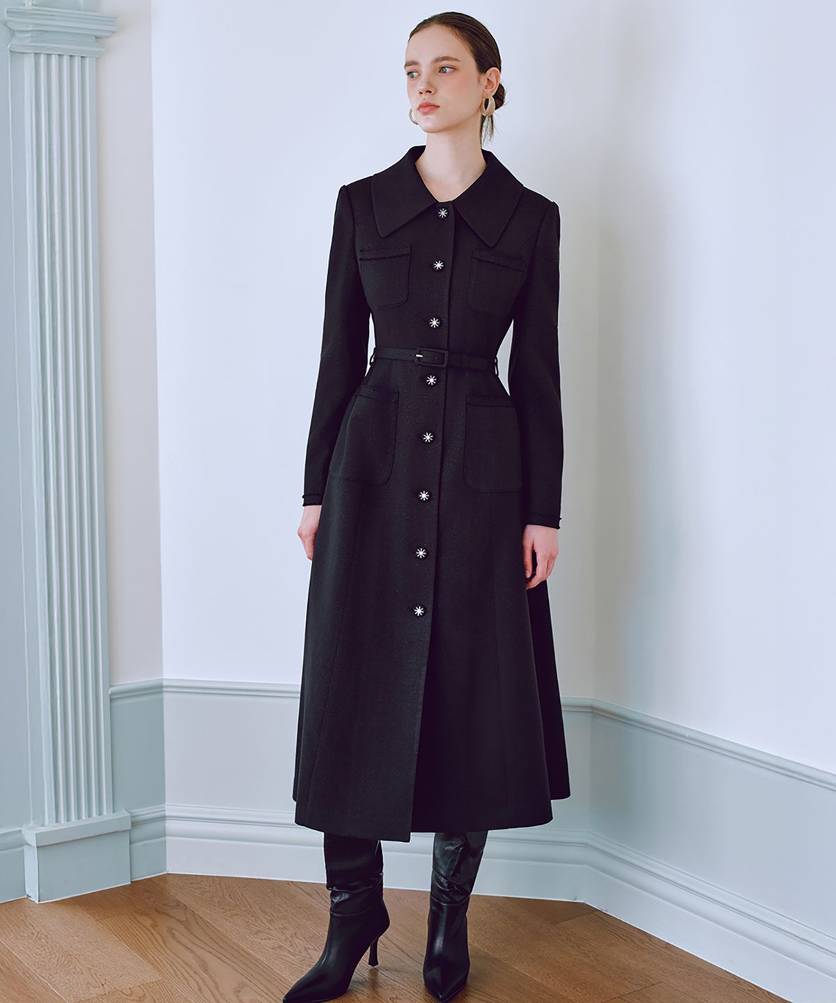 쥴리앤칼라(JULIY&CALLA) 25FW 칼라132 GBTN 마야 트위드 원피스 블랙