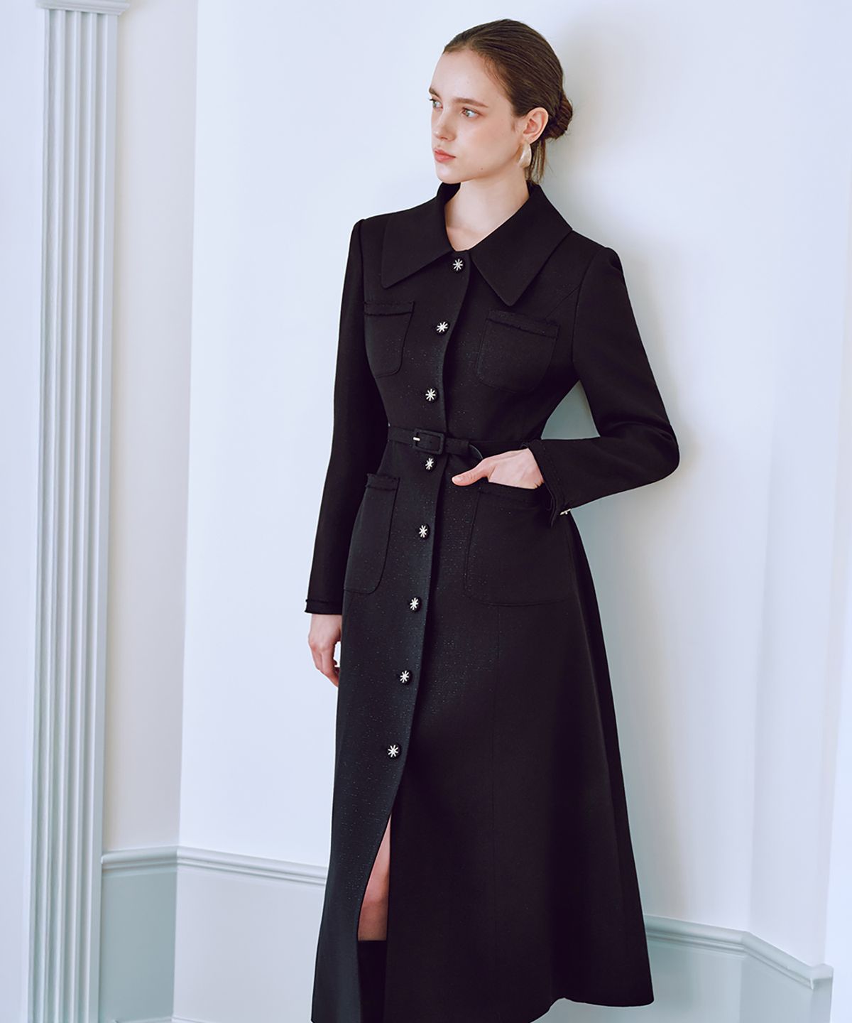 쥴리앤칼라(JULIY&CALLA) 25FW 칼라132 GBTN 마야 트위드 원피스 블랙