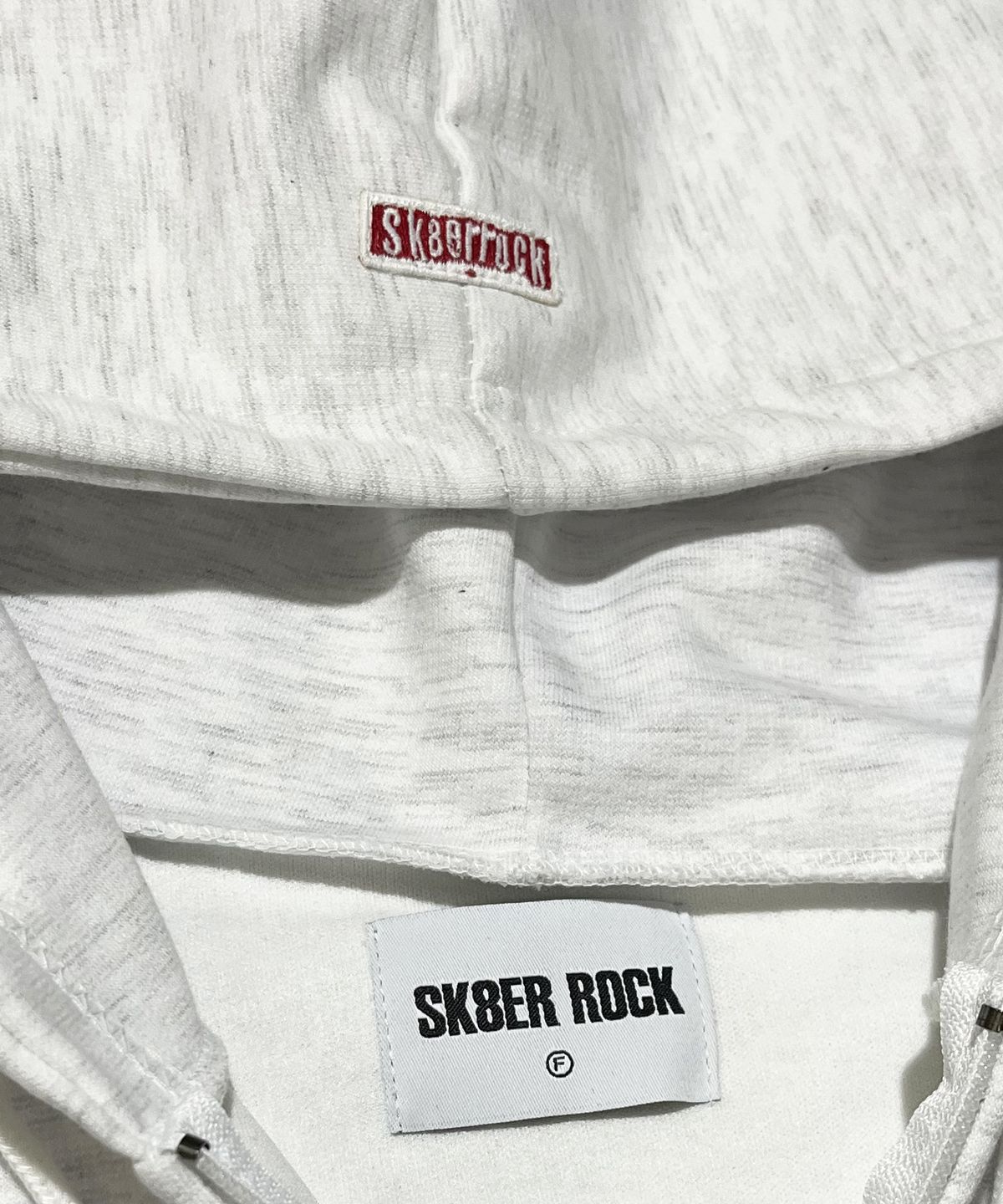 스케이터락(SK8ER ROCK) Striking Cross Sweat Hood Zip-Up ((white melange))