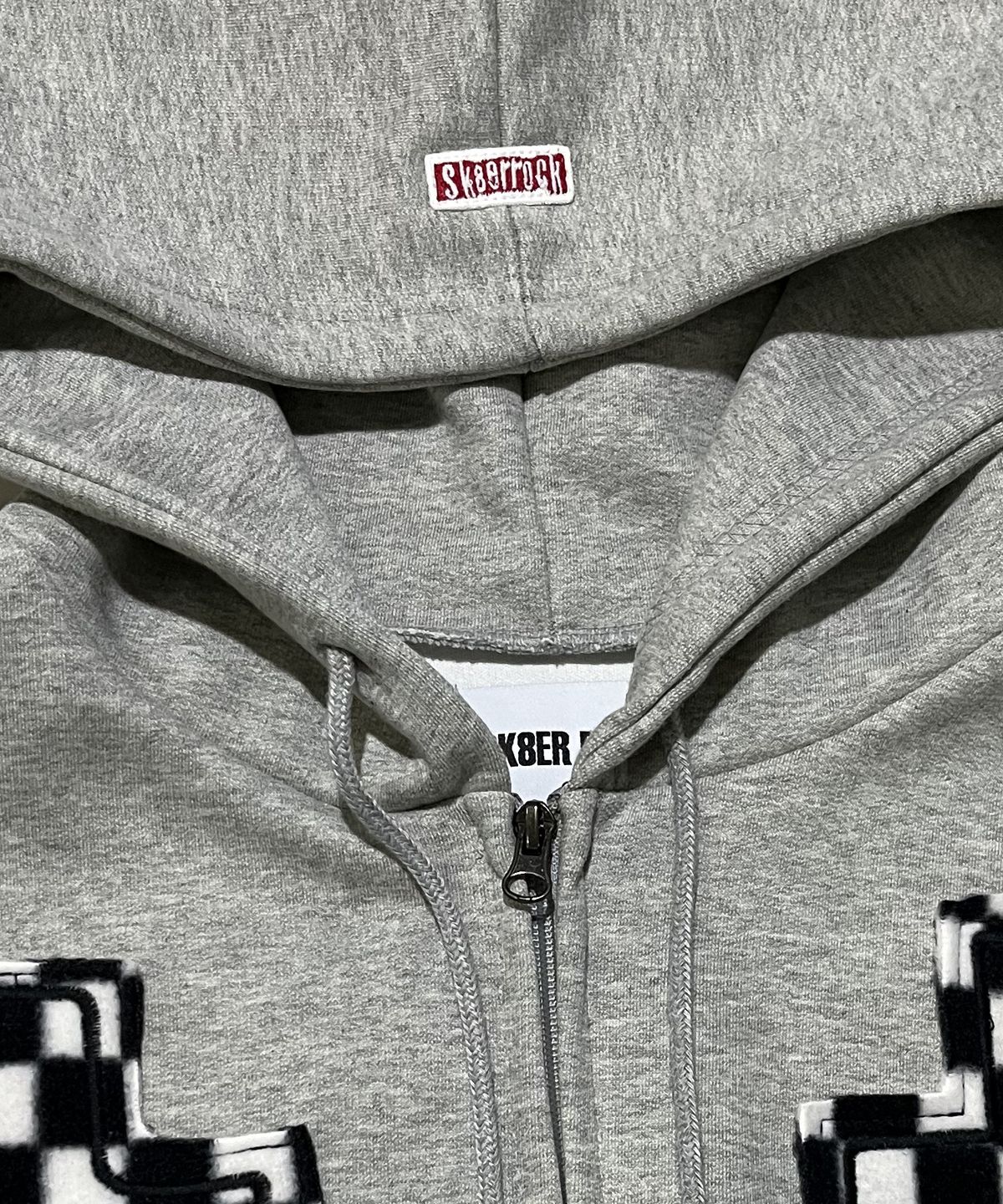 스케이터락(SK8ER ROCK) Striking Cross Sweat Hood Zip-Up ((melange gray))