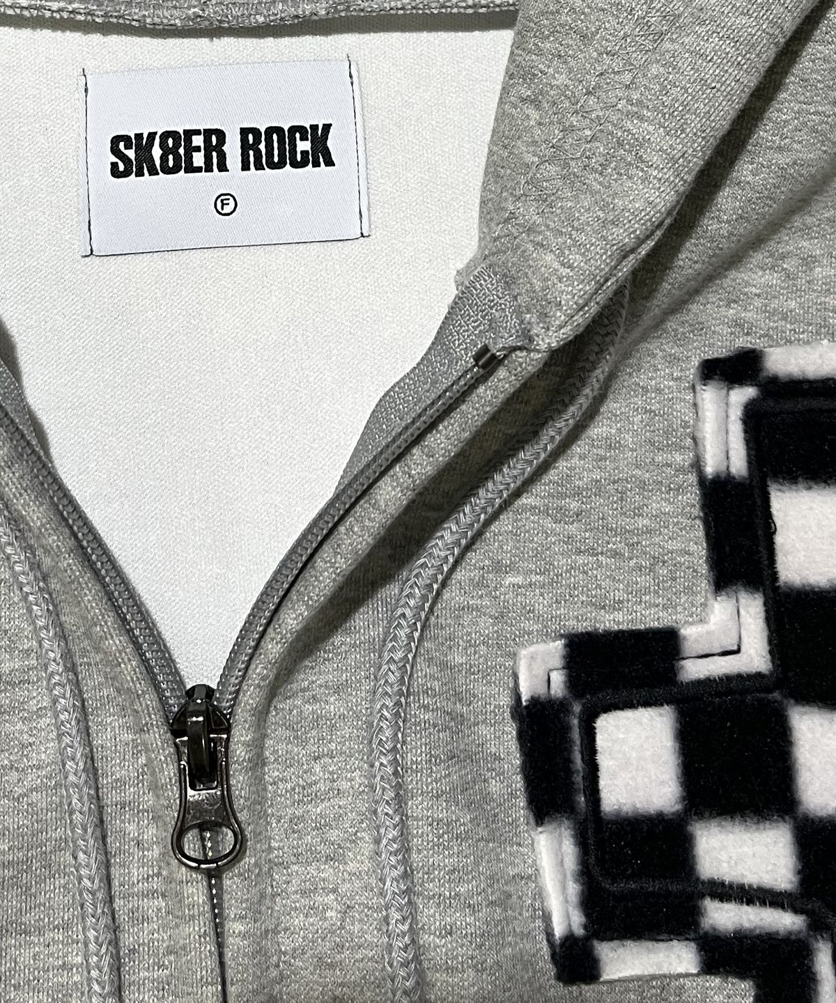 스케이터락(SK8ER ROCK) Striking Cross Sweat Hood Zip-Up ((melange gray))