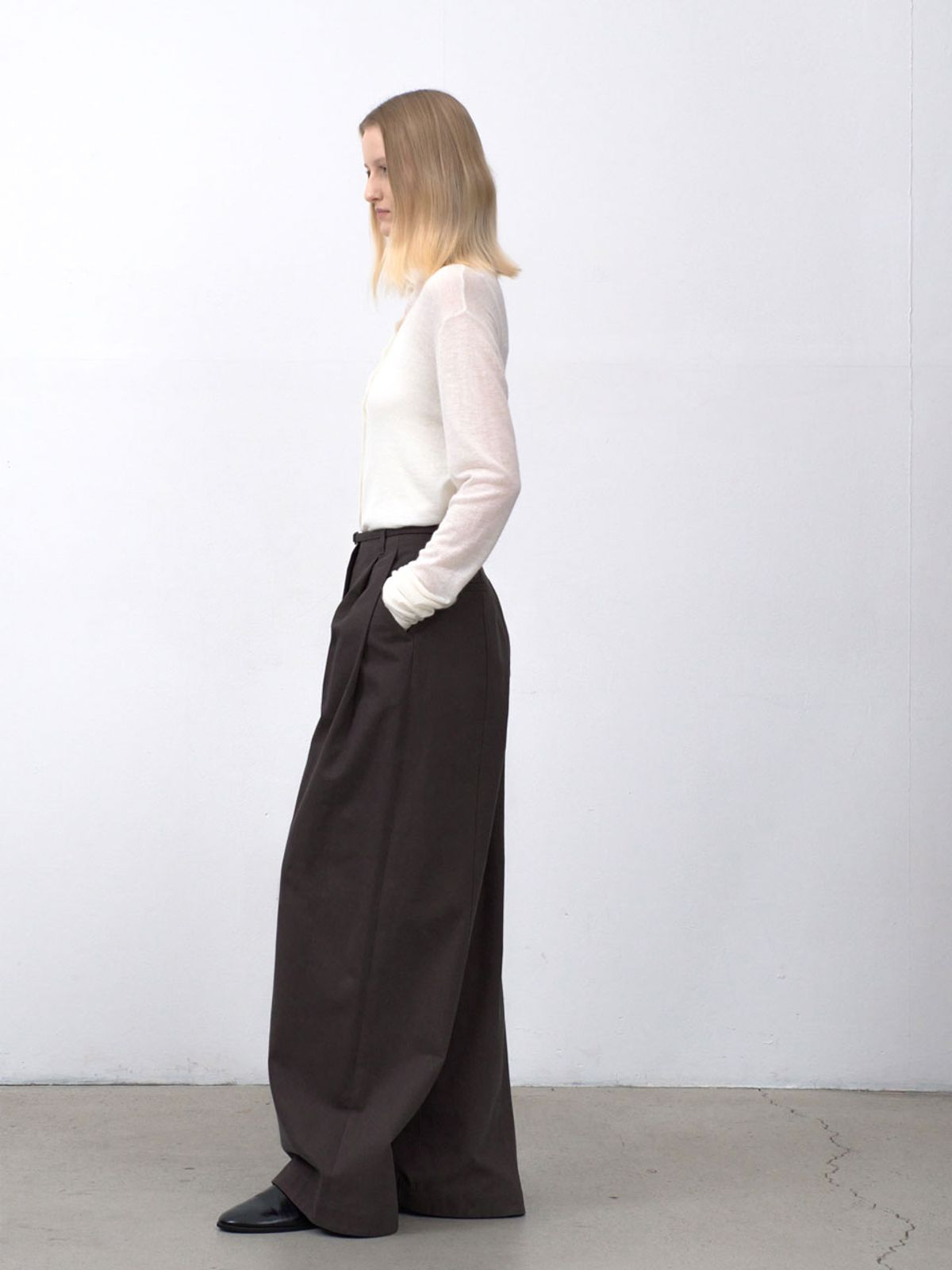 아틀리에 나인(ATELIER NAIN) BELTED TWO TUCK WIDE PANTS S(PT-5722)