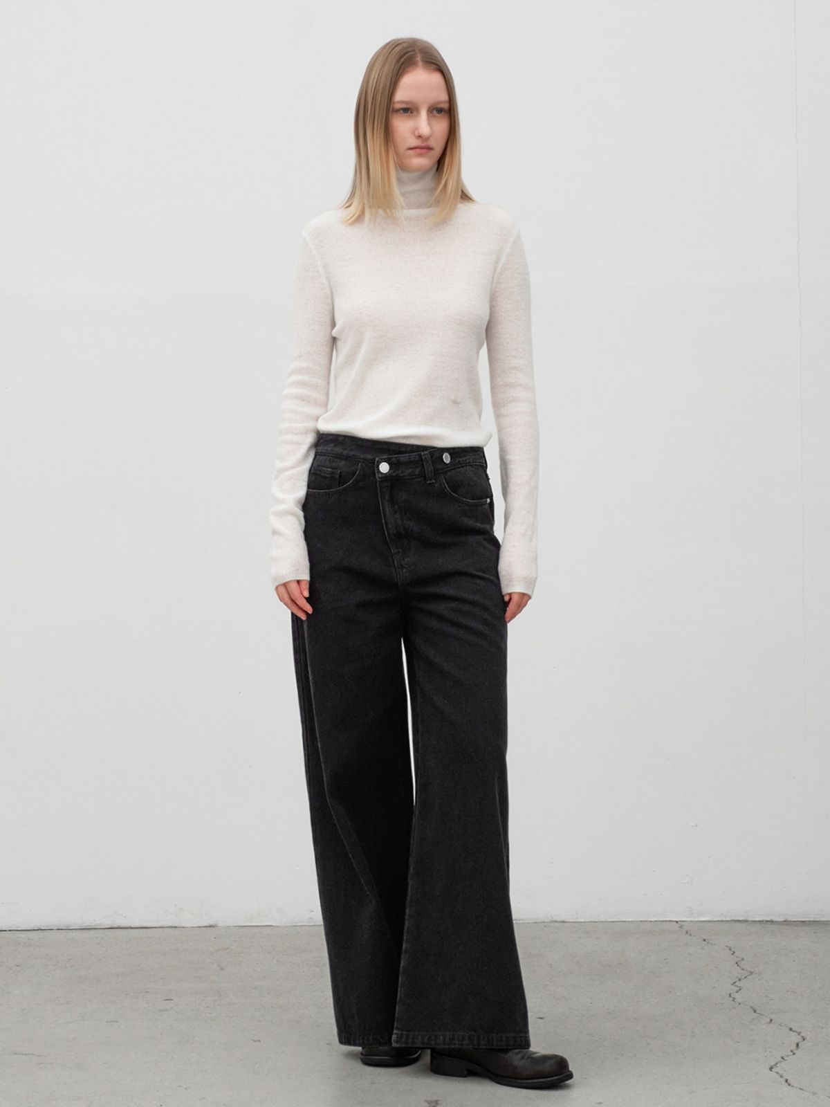 아틀리에 나인(ATELIER NAIN) TWO BUTTON UNBAL WARM DENIM PANTS(PT-5718)