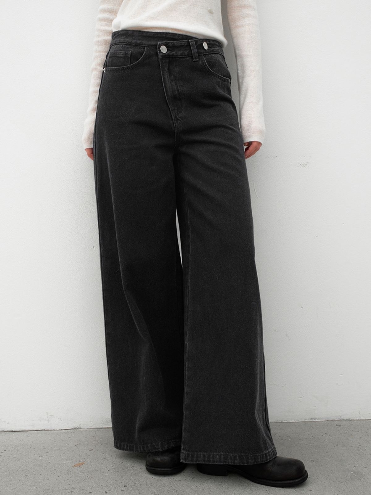 아틀리에 나인(ATELIER NAIN) TWO BUTTON UNBAL WARM DENIM PANTS(PT-5718)