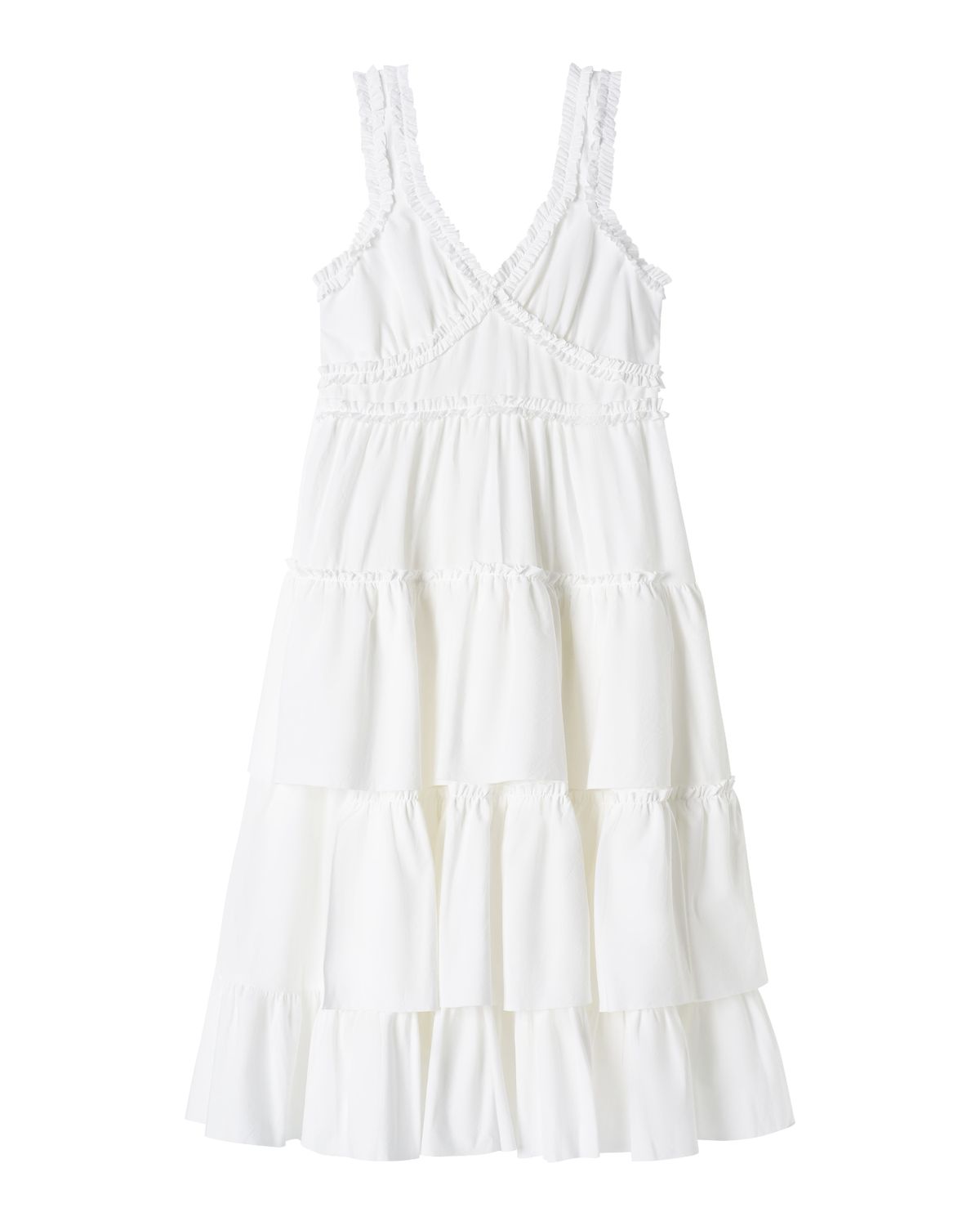 로액슈얼(LO AXUAL) CHEST FRILL LONG DRESS_OFF WHITE