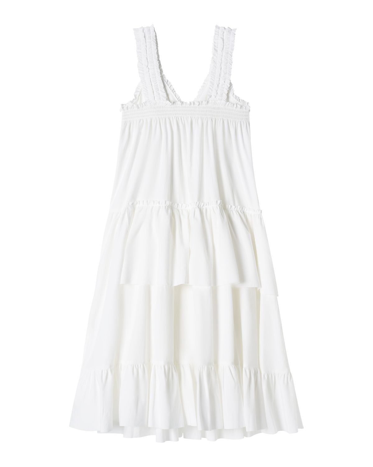 로액슈얼(LO AXUAL) CHEST FRILL LONG DRESS_OFF WHITE