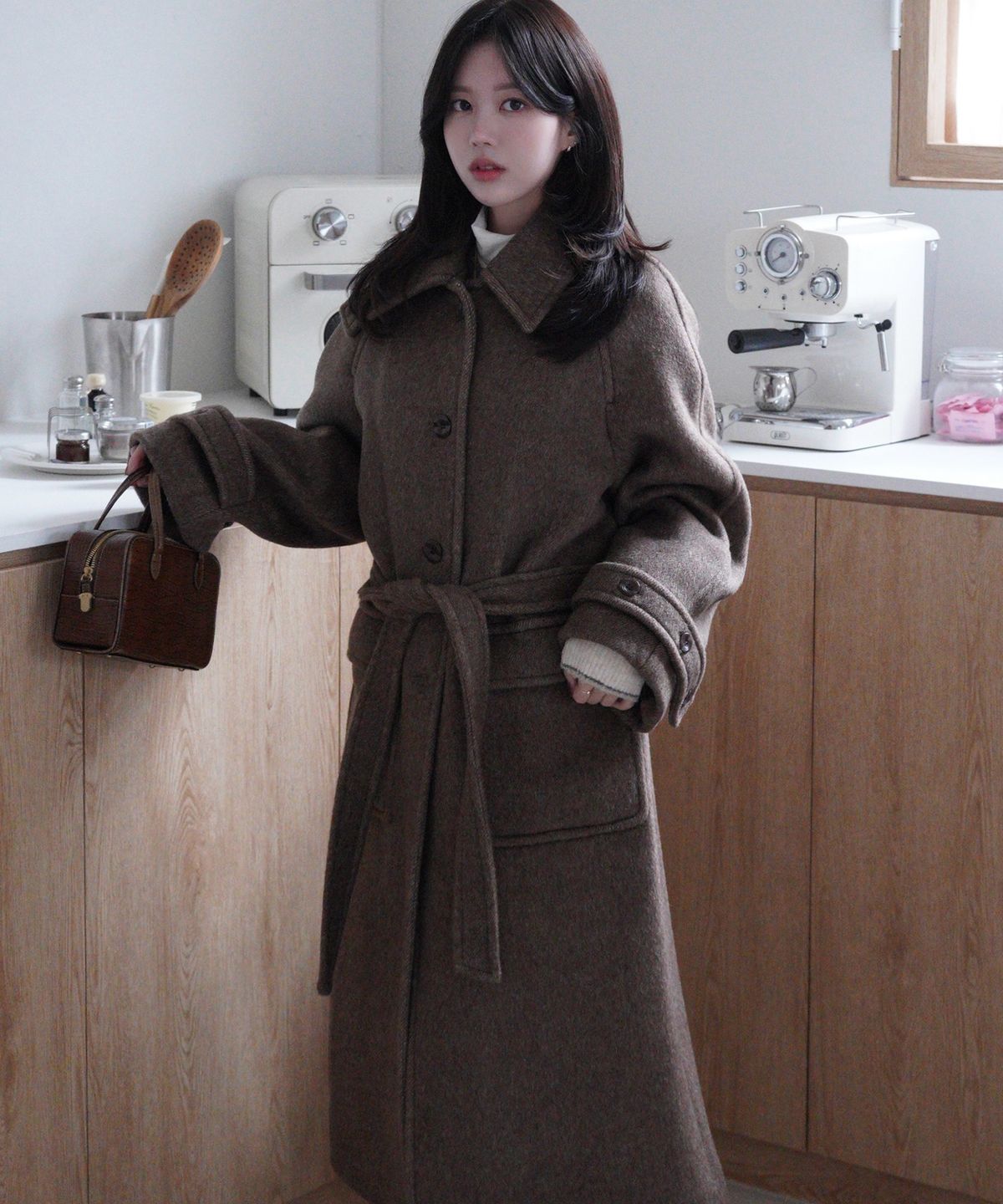 드로우핏 우먼(DRAWFIT WOMEN) 래빗 앙고라 울 발마칸 롱 코트 [M.BROWN]