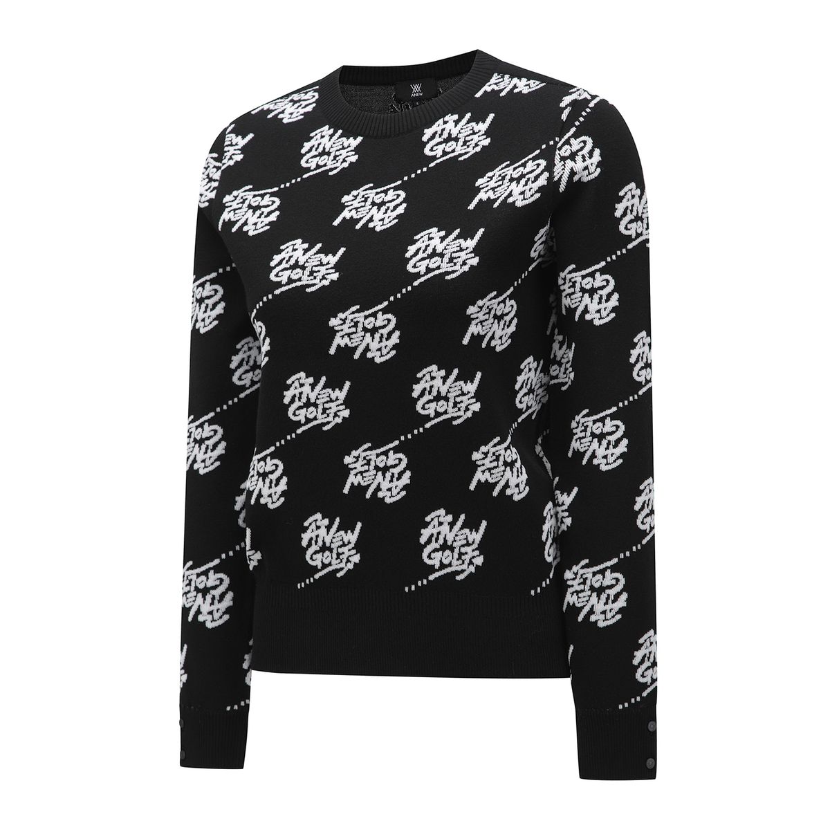 어뉴골프(ANEW GOLF) W LOGO PATTERN JACQUARD PULLOVER_BK