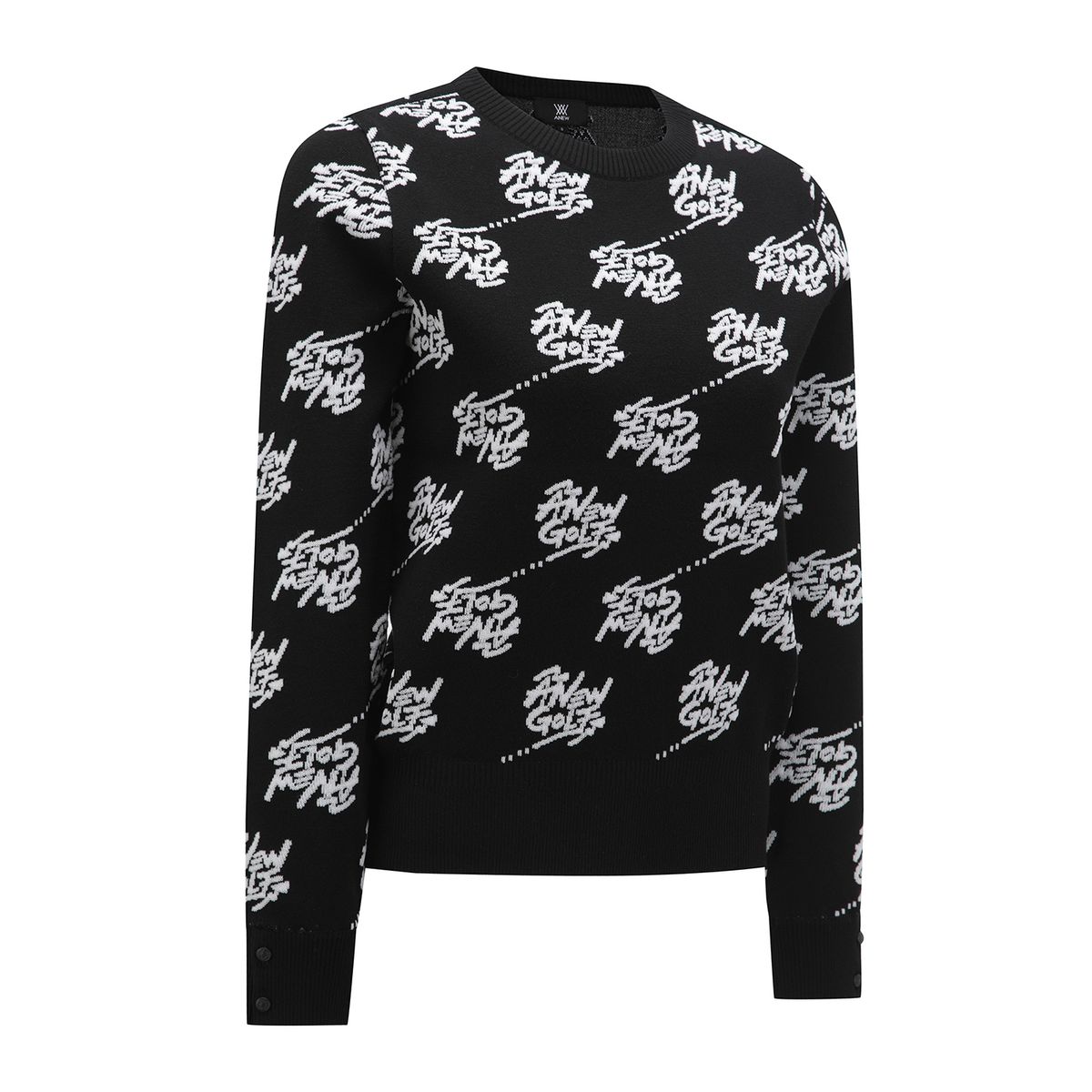 어뉴골프(ANEW GOLF) W LOGO PATTERN JACQUARD PULLOVER_BK
