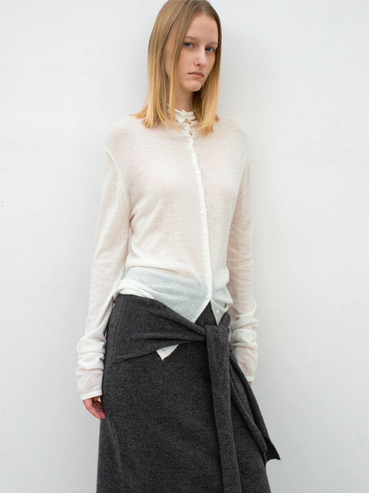 아틀리에 나인(ATELIER NAIN) SHEER ALPACA HIGHNECK 2WAY CARDIGAN(CD-2246)
