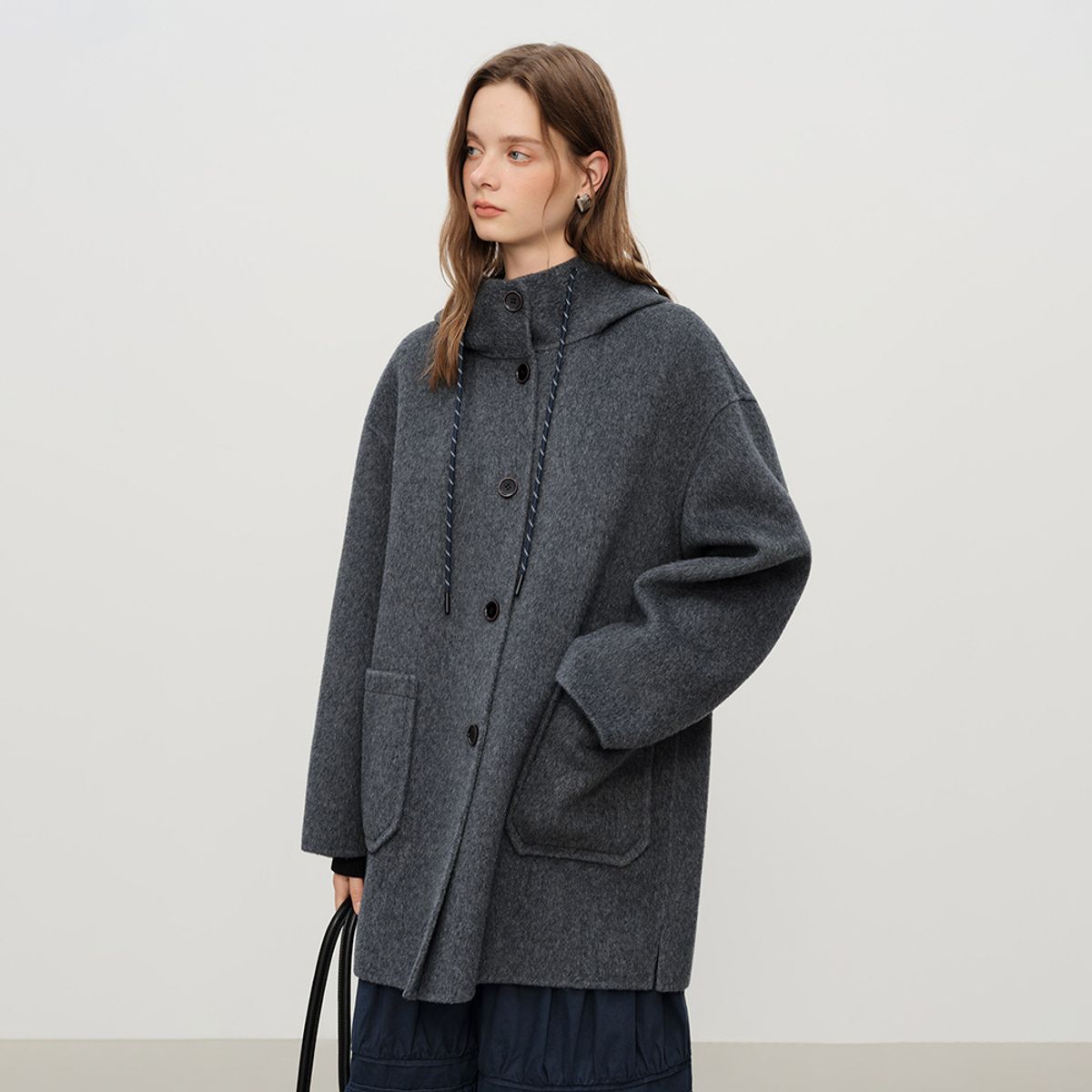 웬스데이딜라잇(WEDNESDAY DELIGHT) WD_String hooded mid-length coat_2color