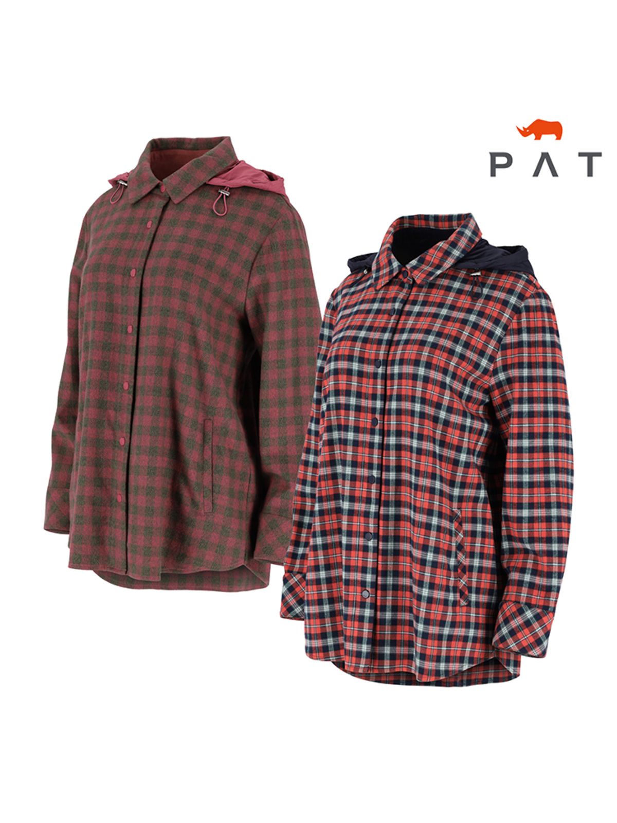 피에이티(PAT) 우븐 패딩 후드 체크 셔츠_1J81531
