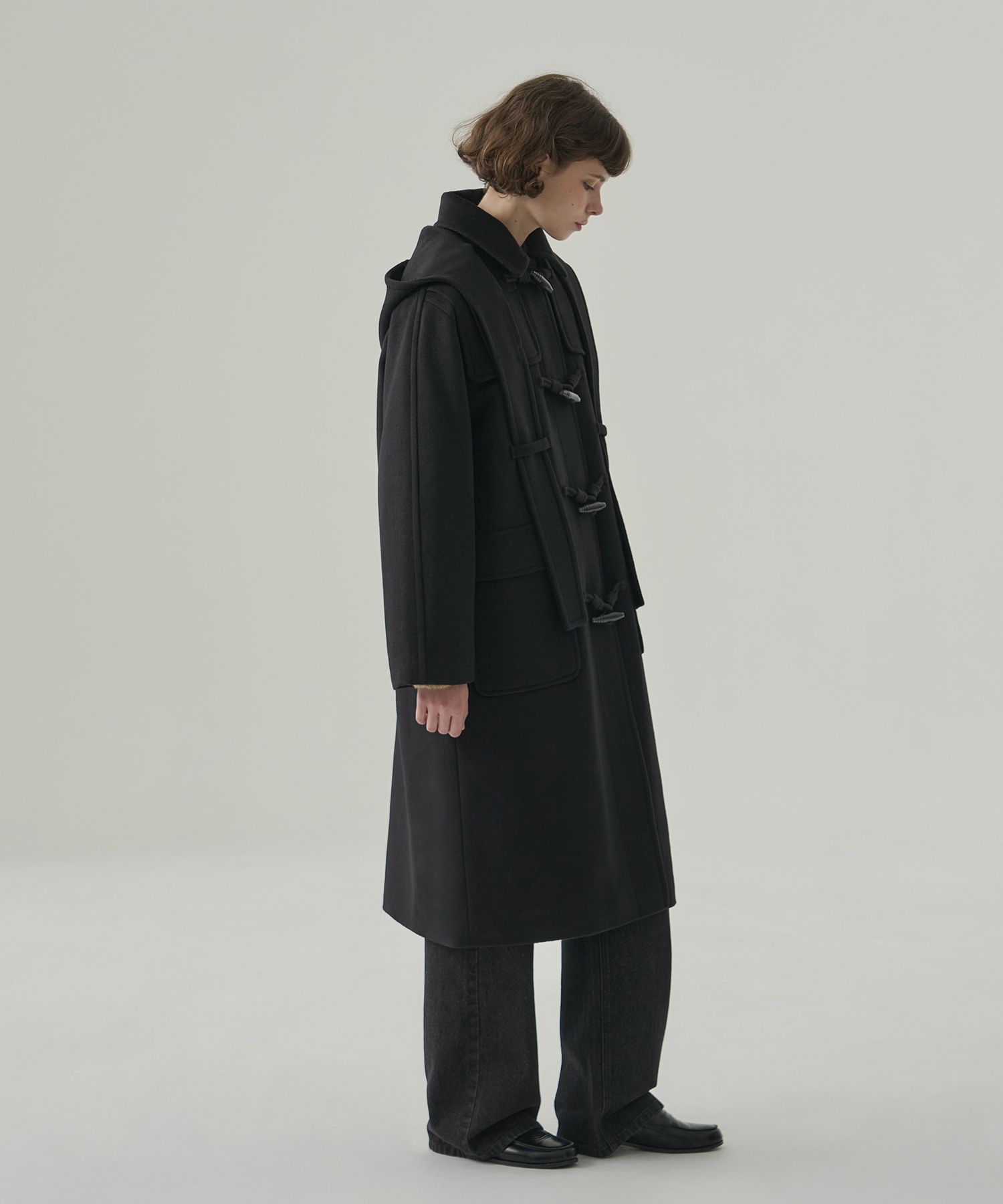 MUSINSA公式 | DRAWFIT WOMEN Soft Cashmere Hooded Scarf Duffle Coat