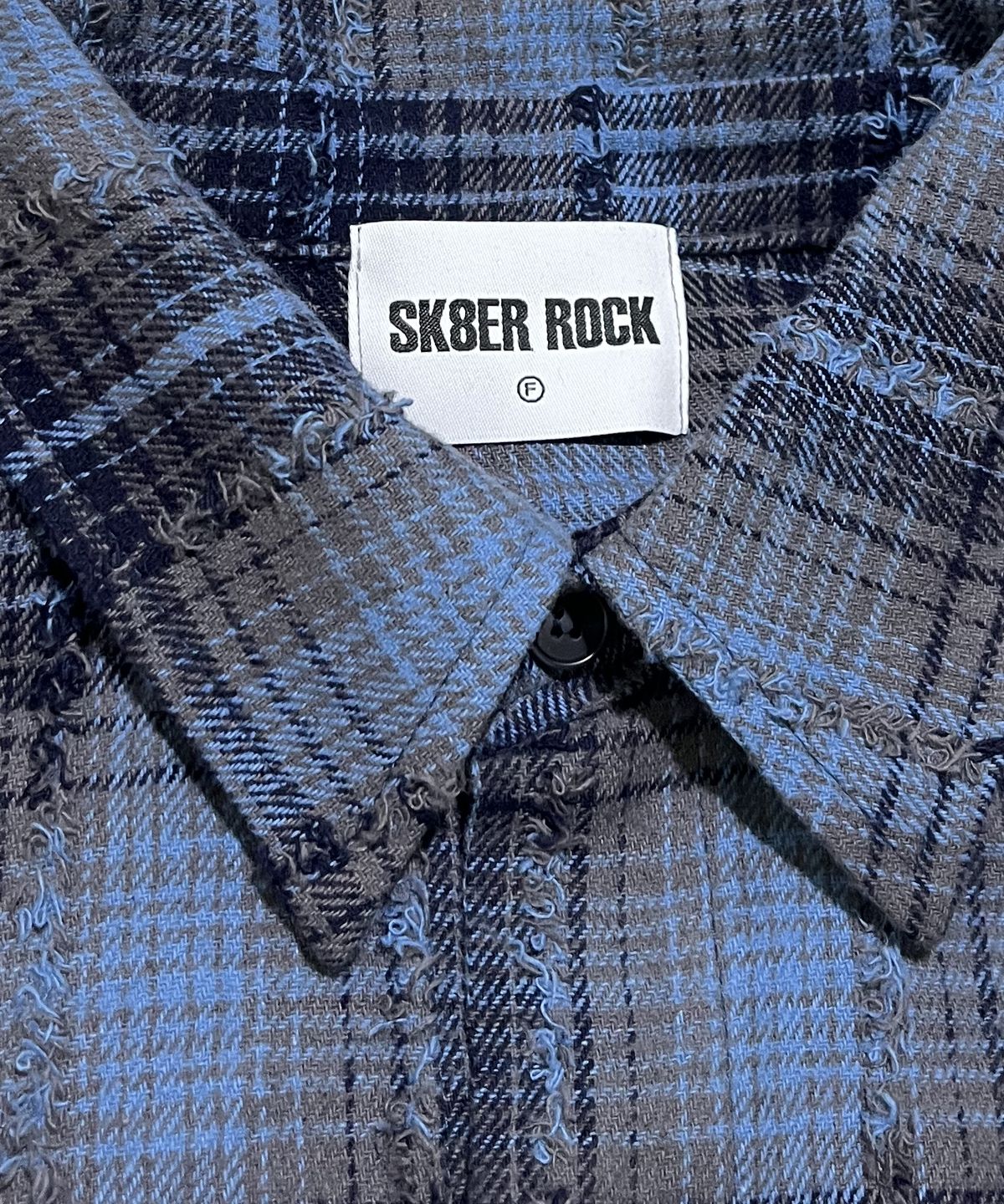스케이터락(SK8ER ROCK) Cross Tassel Check Shirt ((blue))