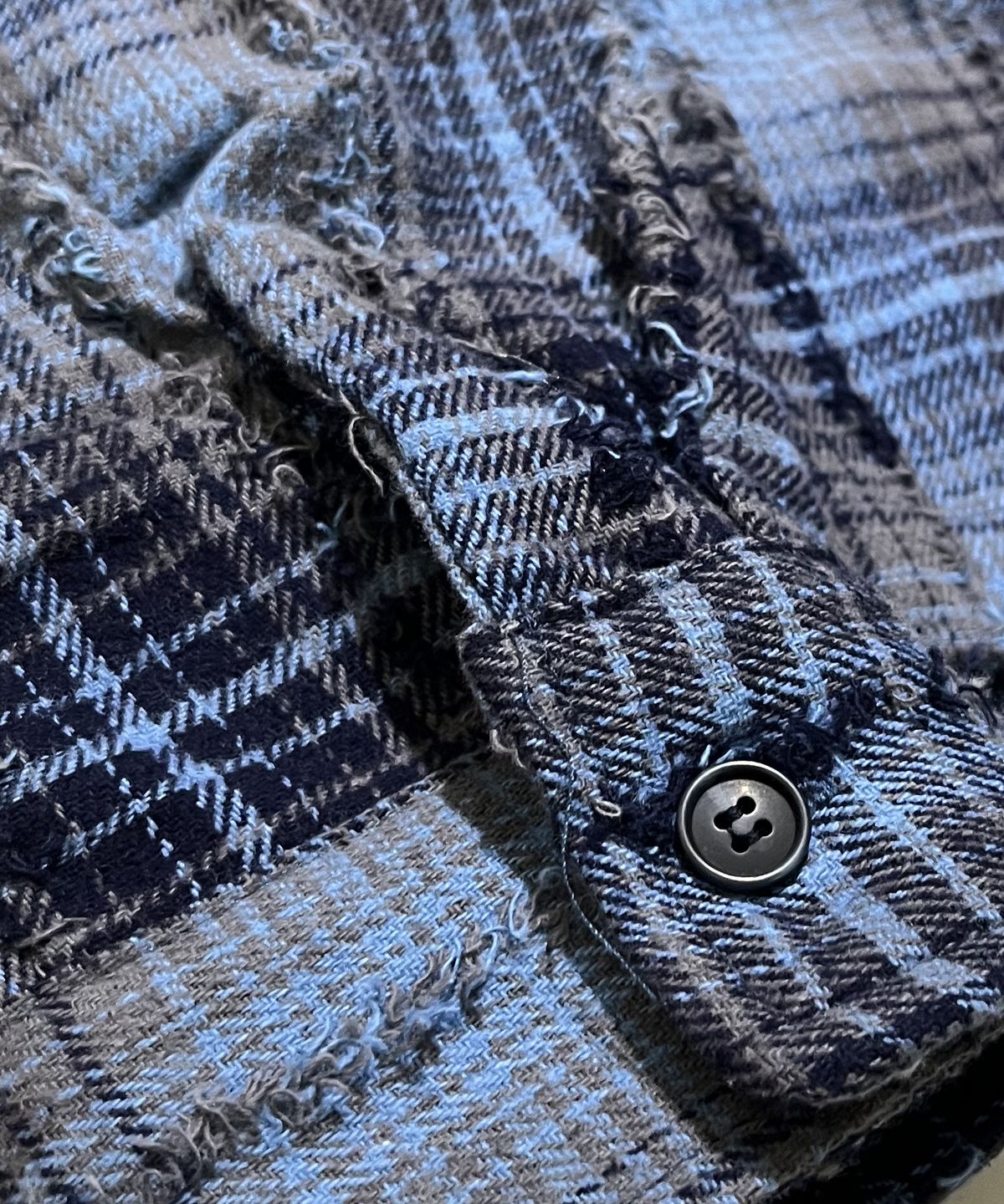 스케이터락(SK8ER ROCK) Cross Tassel Check Shirt ((blue))