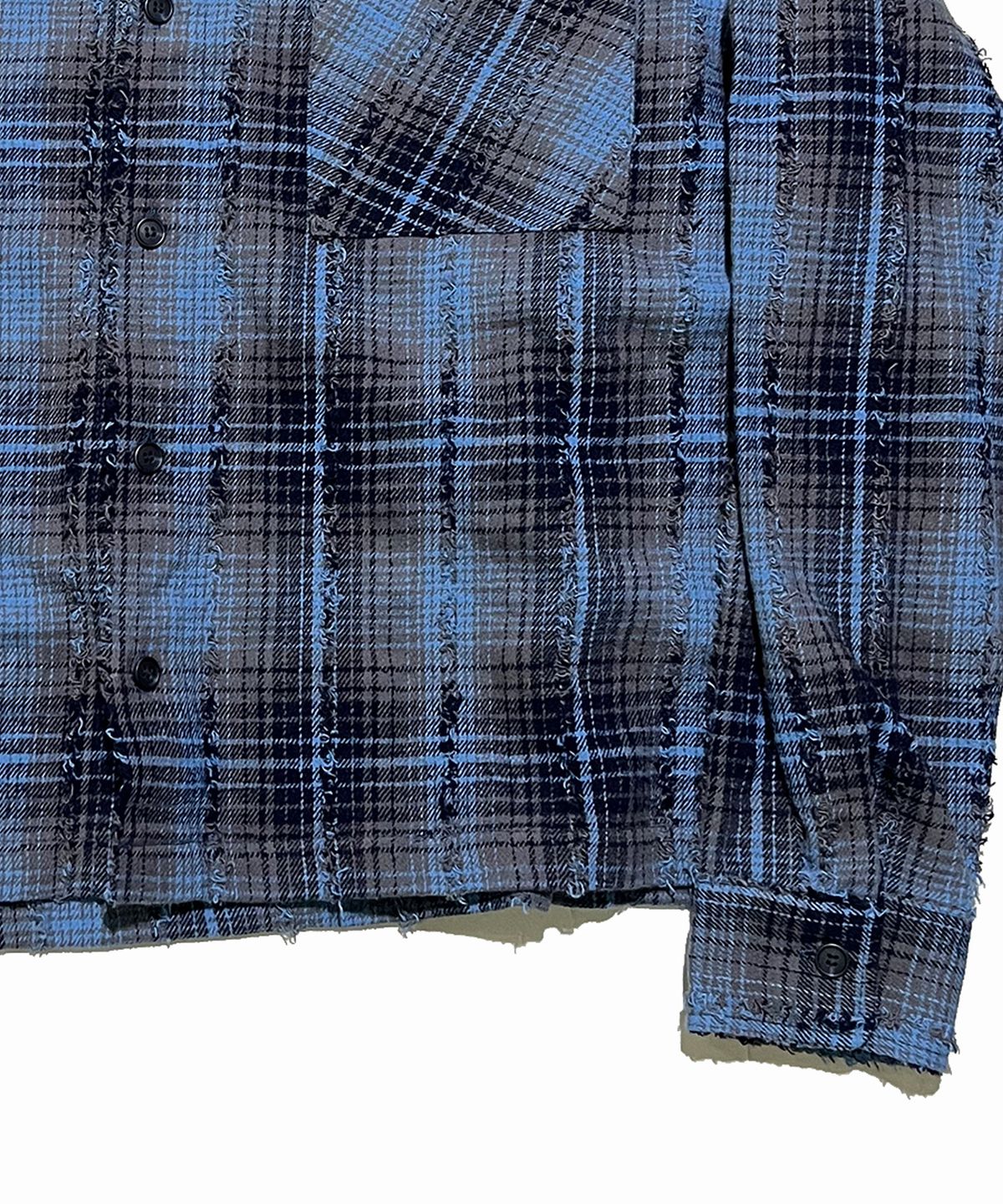 스케이터락(SK8ER ROCK) Cross Tassel Check Shirt ((blue))