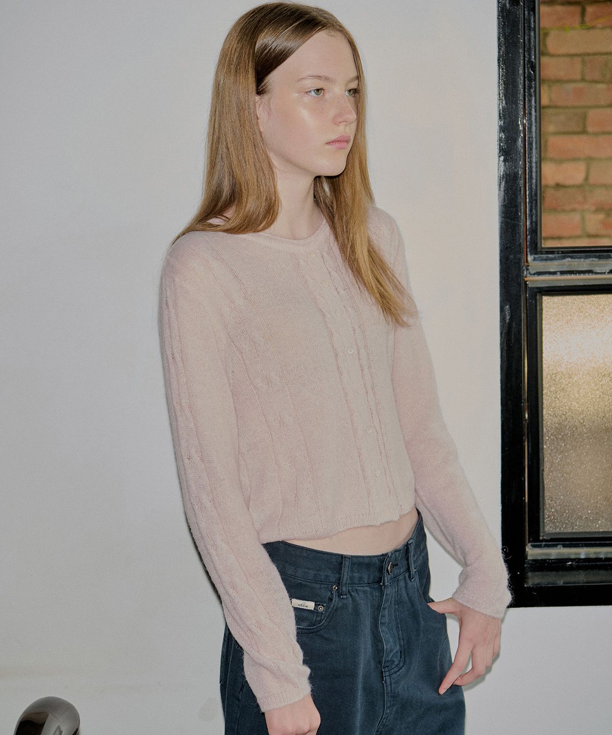 아위(AHWE) MOHAIR CABLE PULLOVER_L PINK