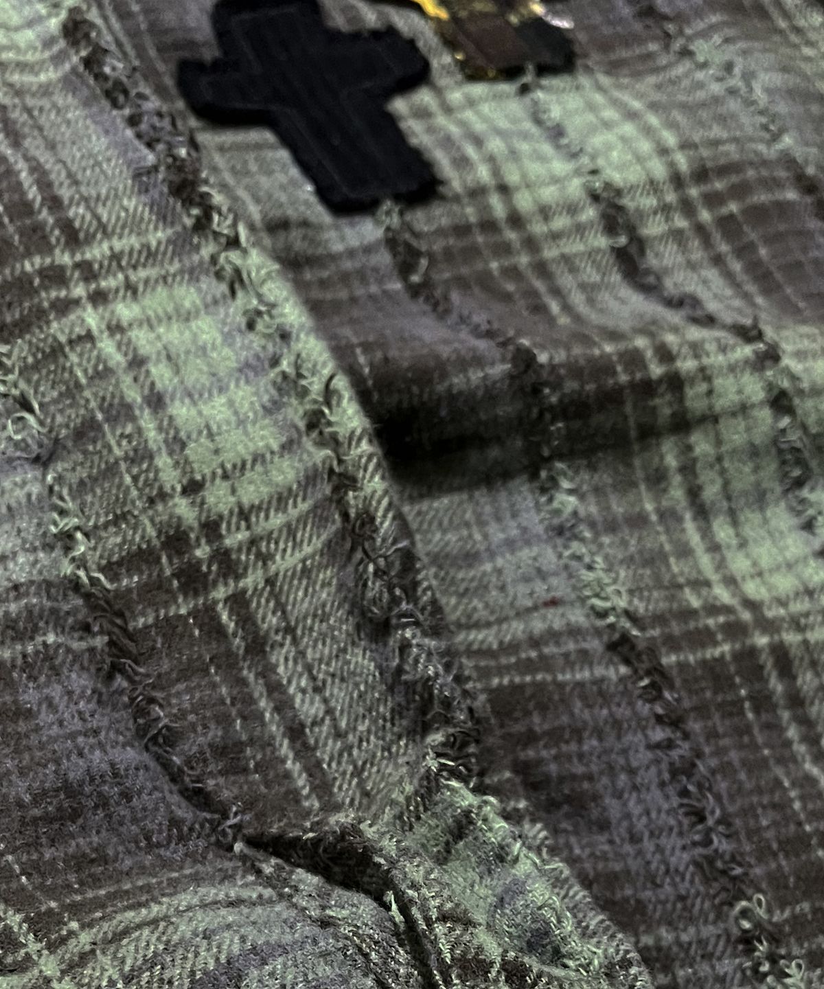 스케이터락(SK8ER ROCK) Cross Tassel Check Shirt ((khaki))