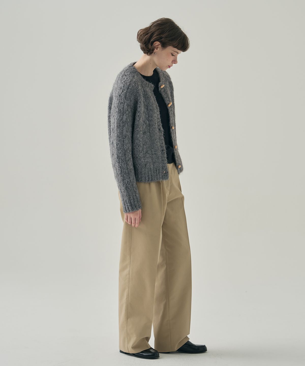 드로우핏 우먼(DRAWFIT WOMEN) 스카시 케이블 더플 니트 가디건 [M.GREY]