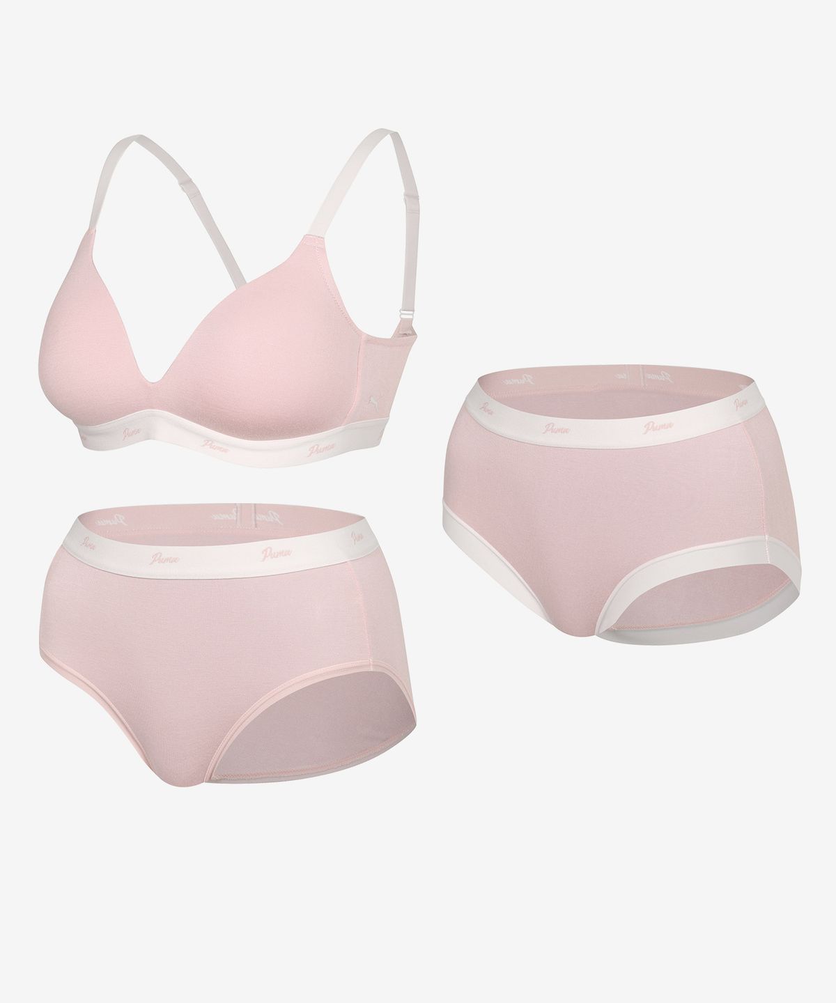 푸마 바디웨어(PUMA BODYWEAR) [4SET] [브라1+팬티2] 여성 노와이어 릴렉스 브라팬티