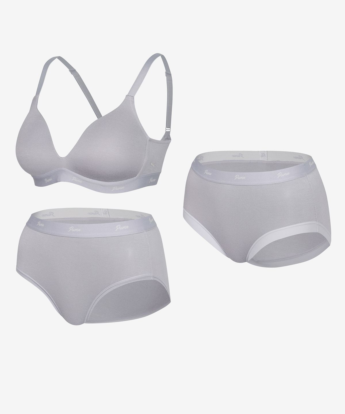 푸마 바디웨어(PUMA BODYWEAR) [4SET] [브라1+팬티2] 여성 노와이어 릴렉스 브라팬티