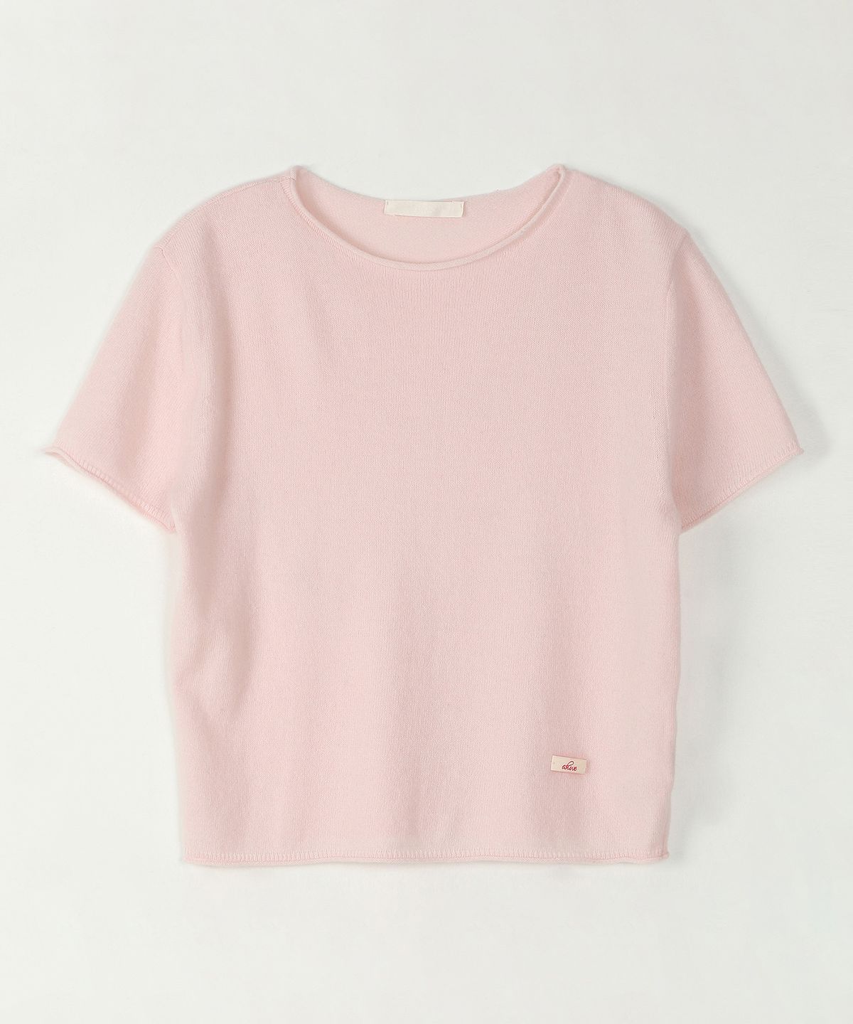 아위(AHWE) HALF SLEEVE ROUND NECK KNIT_BABY PINK