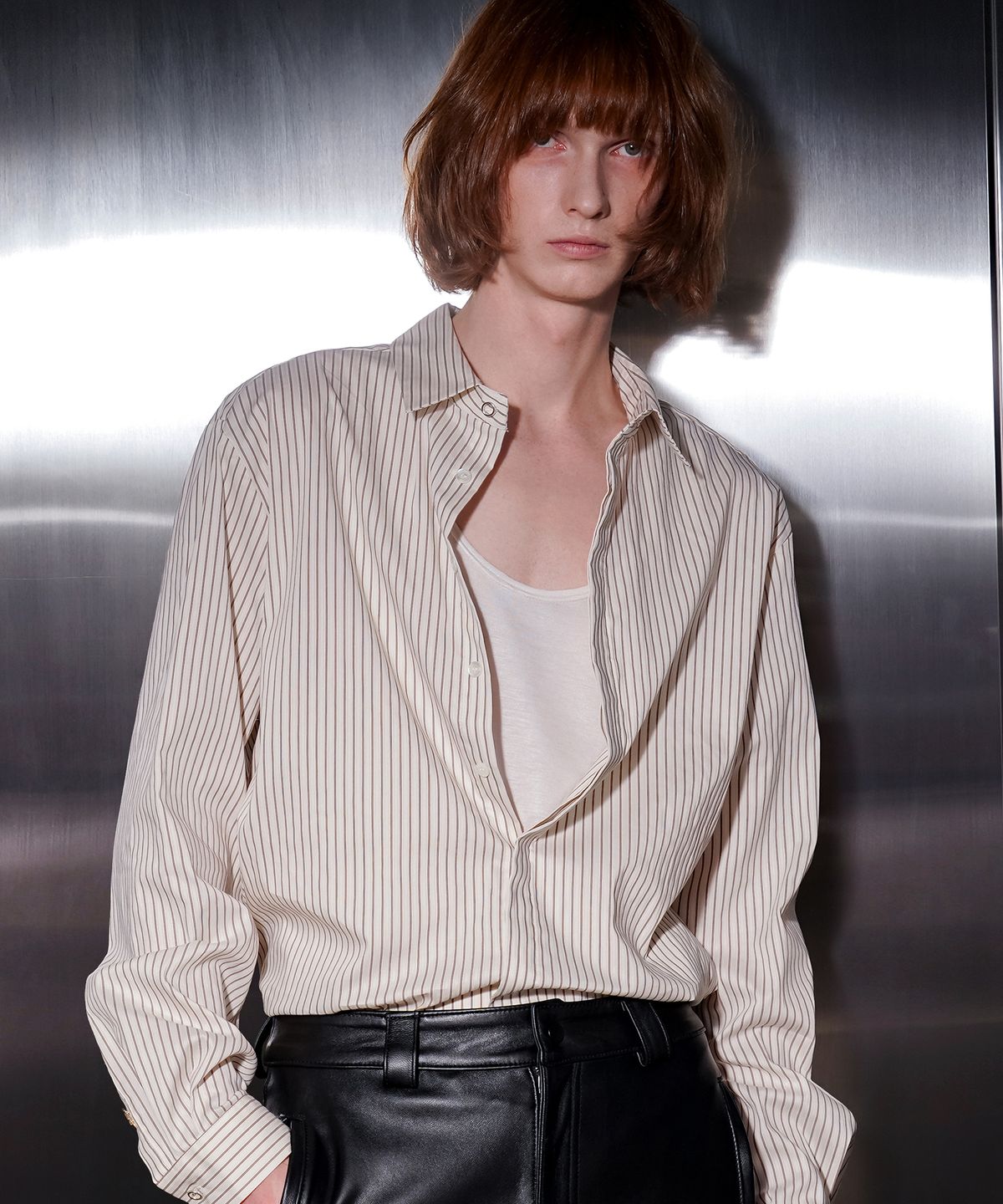 언티지(UNTAGE) 코튼 스트라이프 셔츠[Ivory(UNISEX)]_UTS-FS55