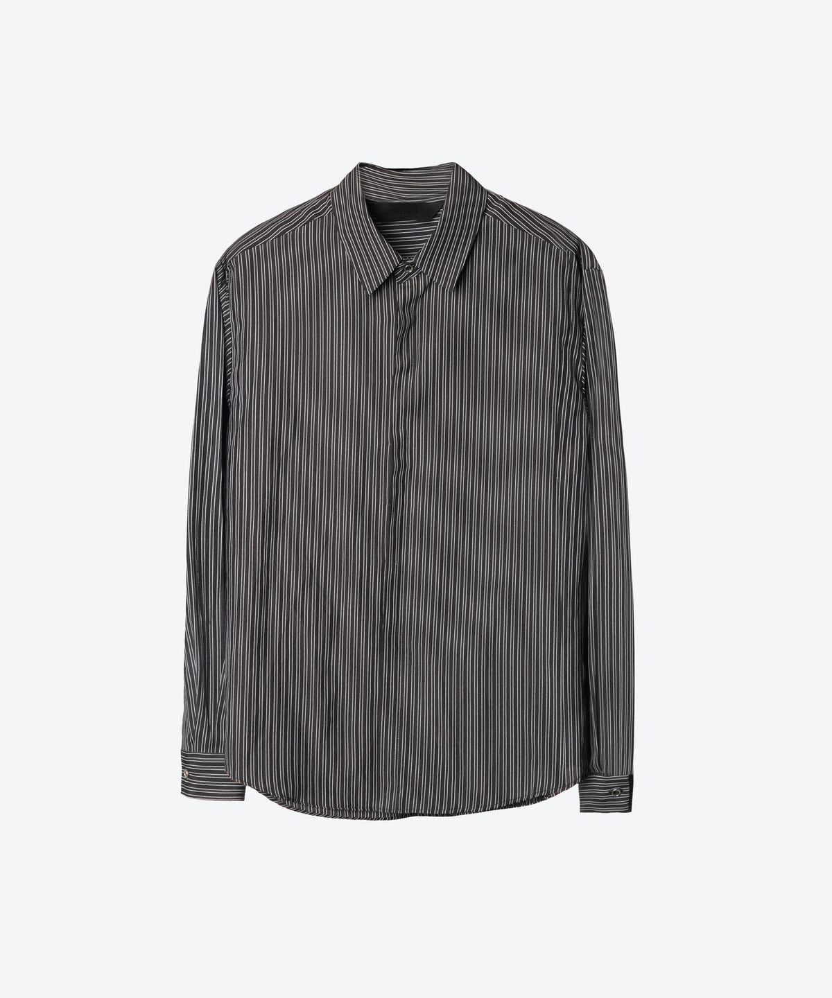 언티지(UNTAGE) 코튼 스트라이프 셔츠[Black(UNISEX)]_UTS-FS56
