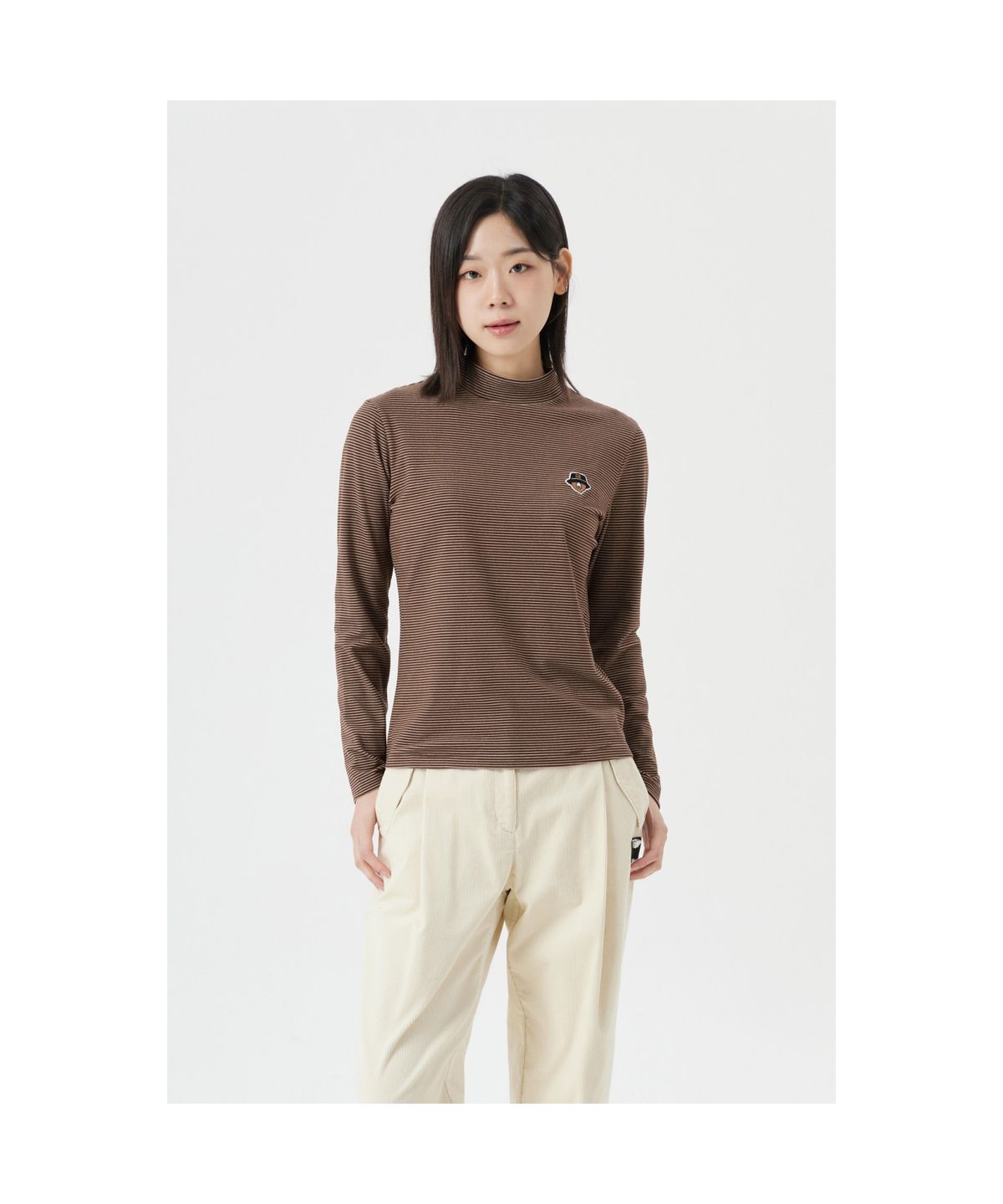 골든베어(GOLDEN BEAR) (W) Stripe Turtle Neck T-shirt G5TAW25851BRX