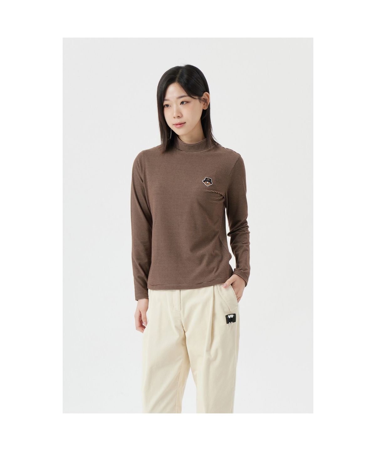 골든베어(GOLDEN BEAR) (W) Stripe Turtle Neck T-shirt G5TAW25851BRX