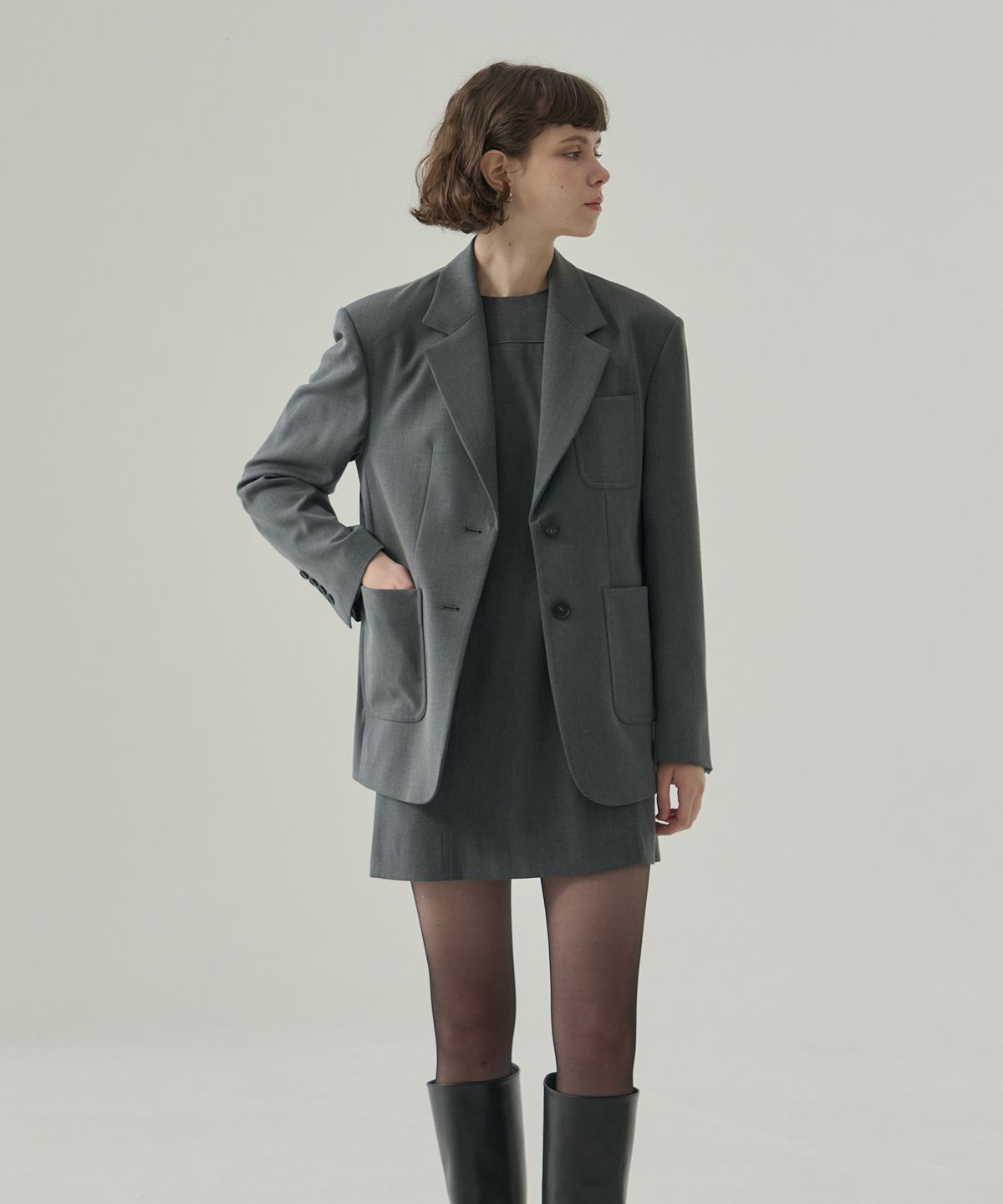 드로우핏 우먼(DRAWFIT WOMEN) 웰트 포켓 슬리브리스 미니 원피스 [BLACK]