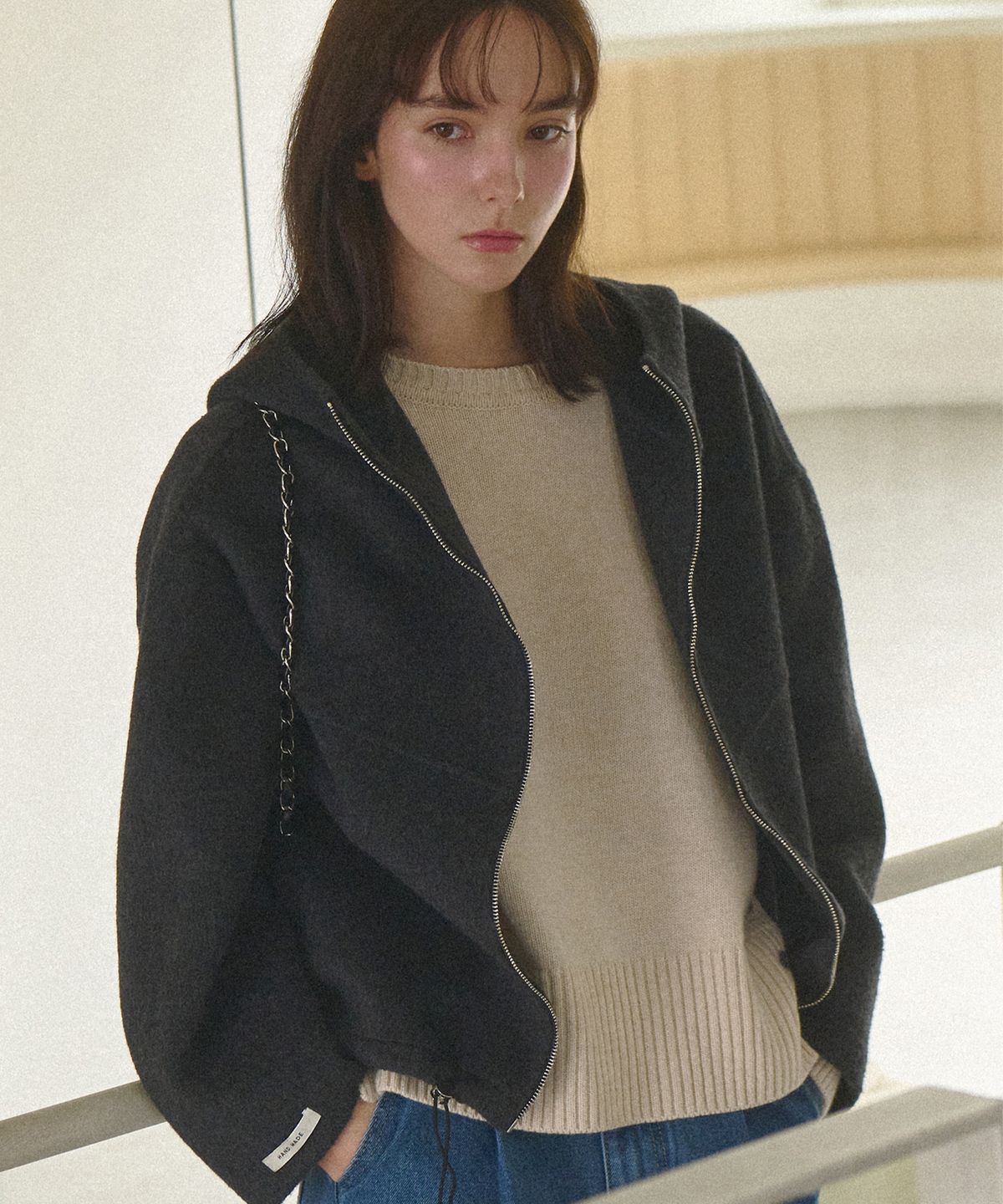 슬로우롤리(SLOWLOLLI) Urban hooded handmade coat_2 Colors