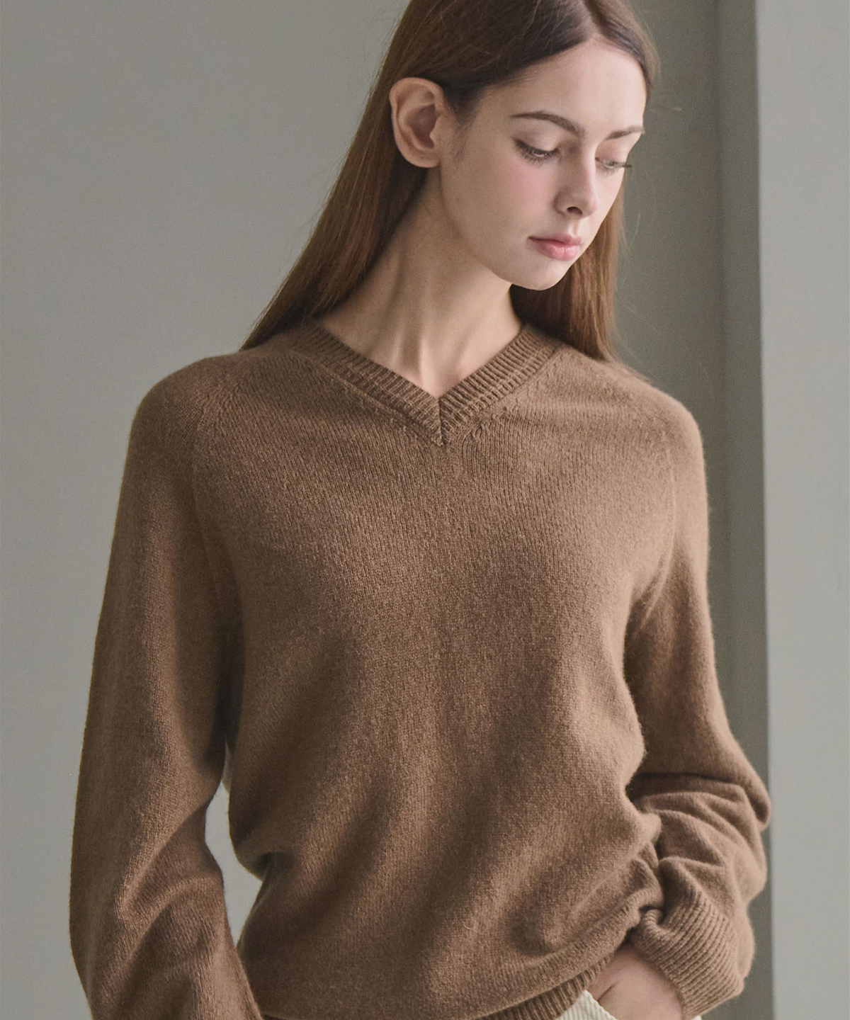 슬로우롤리(SLOWLOLLI) [울100%] Classic wool v-neck knit sweater_4 Colors