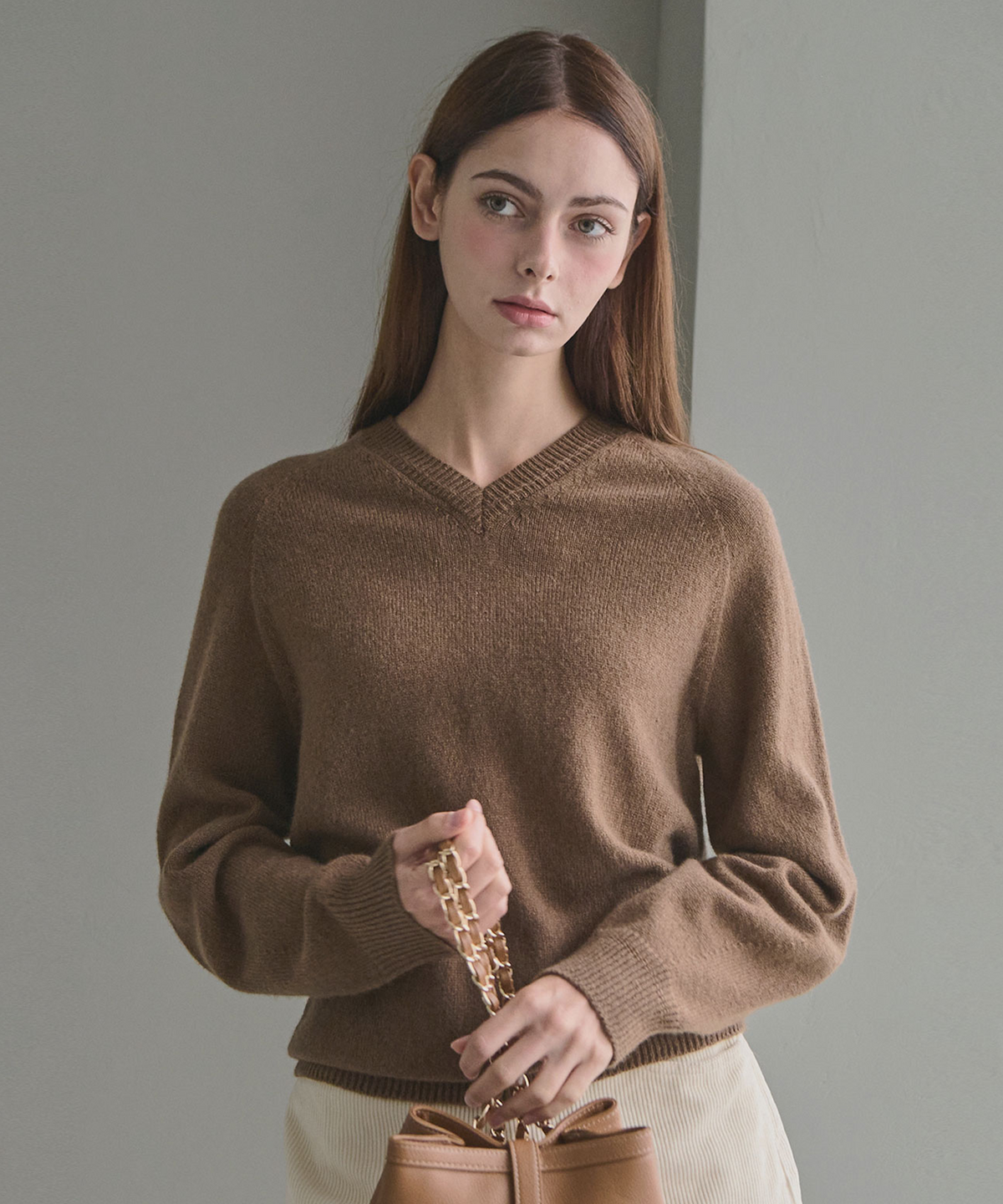슬로우롤리(SLOWLOLLI) [울100%] Classic wool v-neck knit sweater_4 Colors