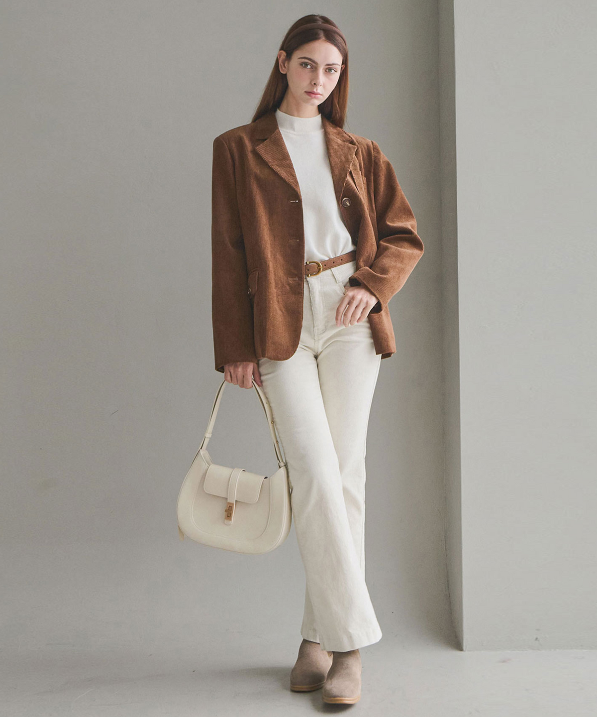 슬로우롤리(SLOWLOLLI) Cordy classic blazer - Brown