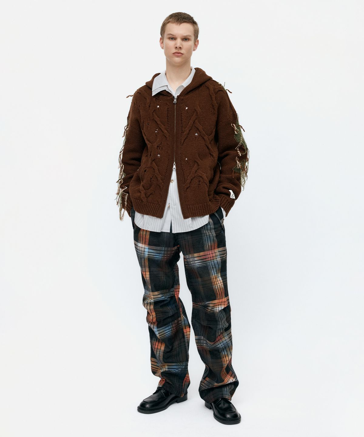 앤더슨벨(ADSB ANDERSSON BELL) BURN-OUT CHECK CUT-OUT WRAP PANTS apa840m(MULTI)