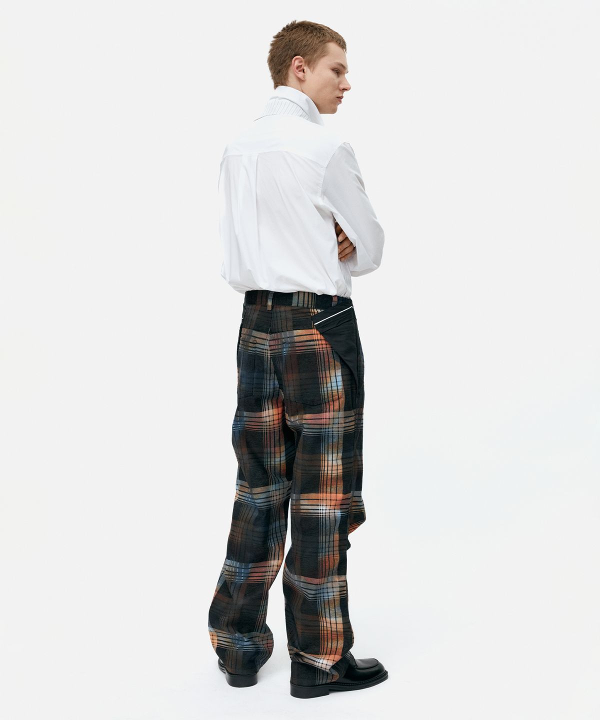 앤더슨벨(ADSB ANDERSSON BELL) BURN-OUT CHECK CUT-OUT WRAP PANTS apa840m(MULTI)
