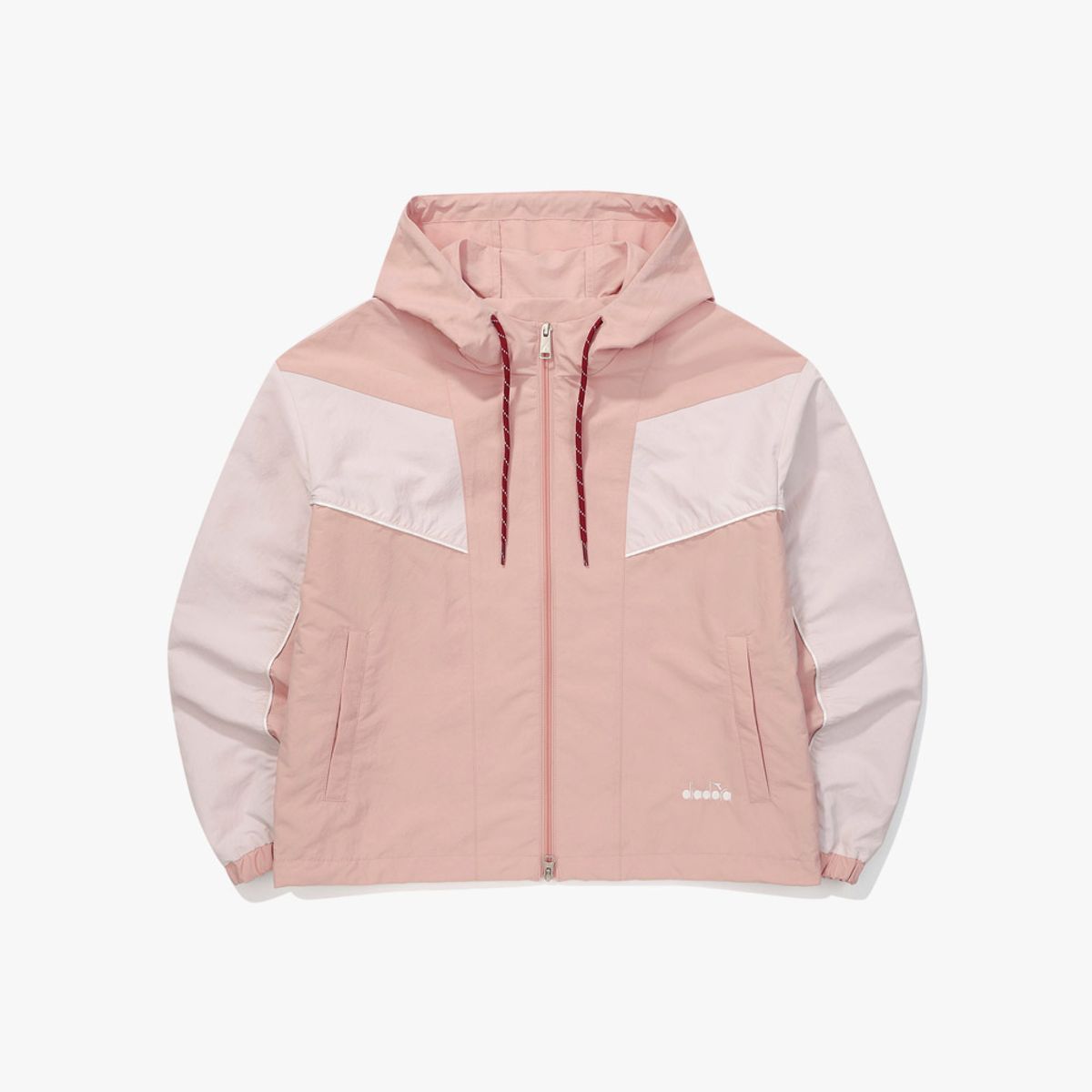 디아도라(diadora) 크로스코트 컬러 배색 우븐 자켓 우먼 CORAL
