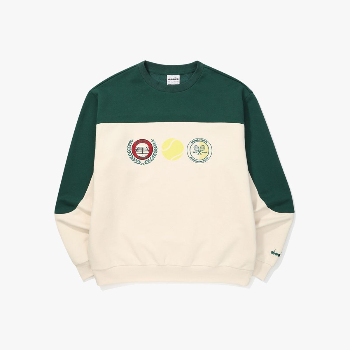 디아도라(diadora) 컬러블럭 맨투맨 OFF WHITE