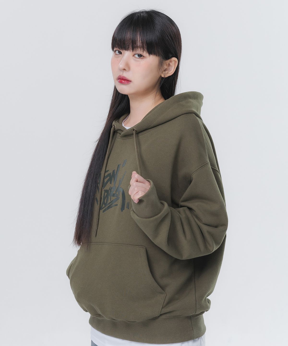 앨빈클로(ALVINCLO) NEWYORK SILICON 프린트 오버핏 후드티 AVH305 (4 COLOR)