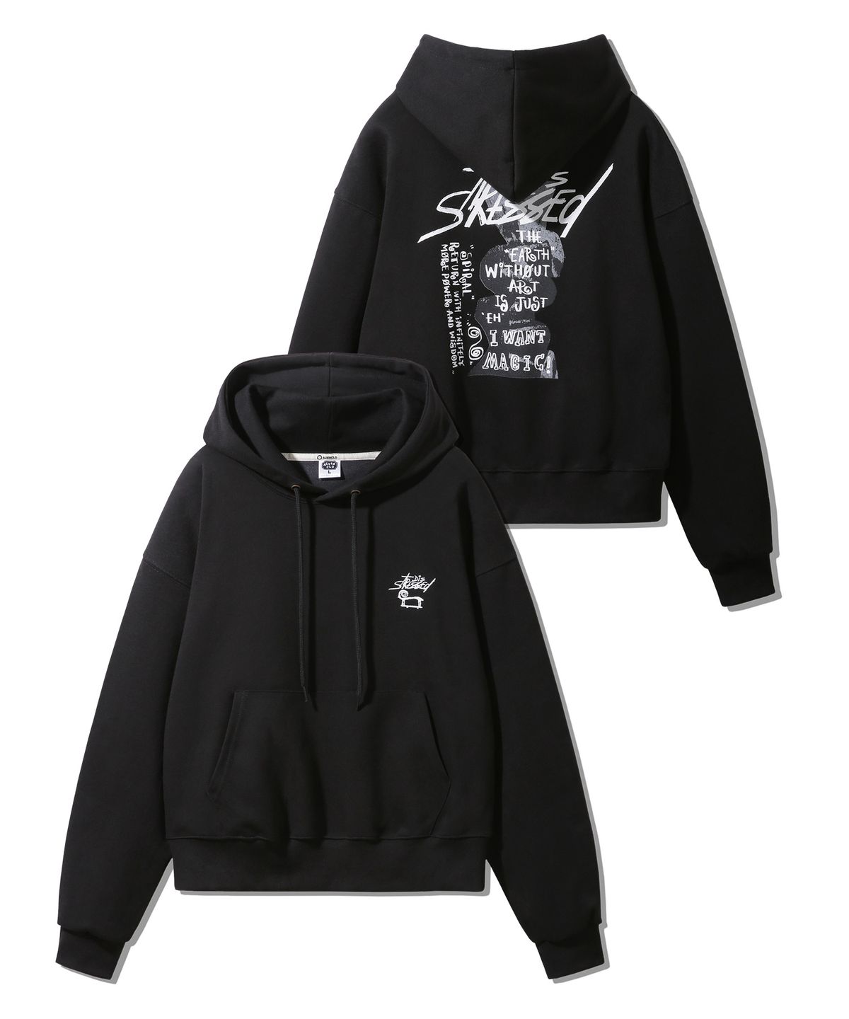 앨빈클로(ALVINCLO) DISTRESSED 크롭 레귤러핏 후드티 AVH318 (3 COLOR)