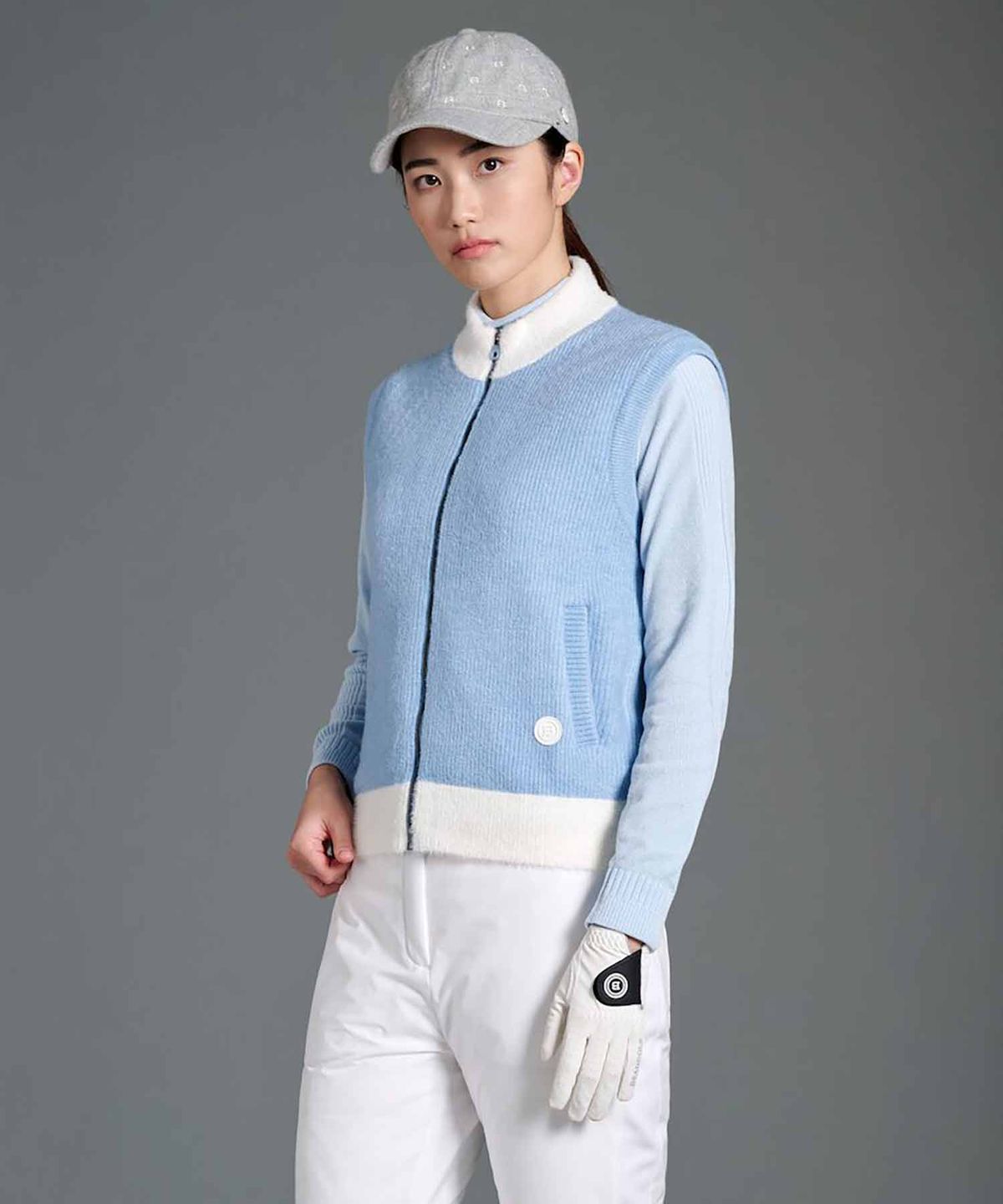 빈폴골프(BEANPOLE GOLF) 여성 방풍 풀집 베스트 - 스카이 블루