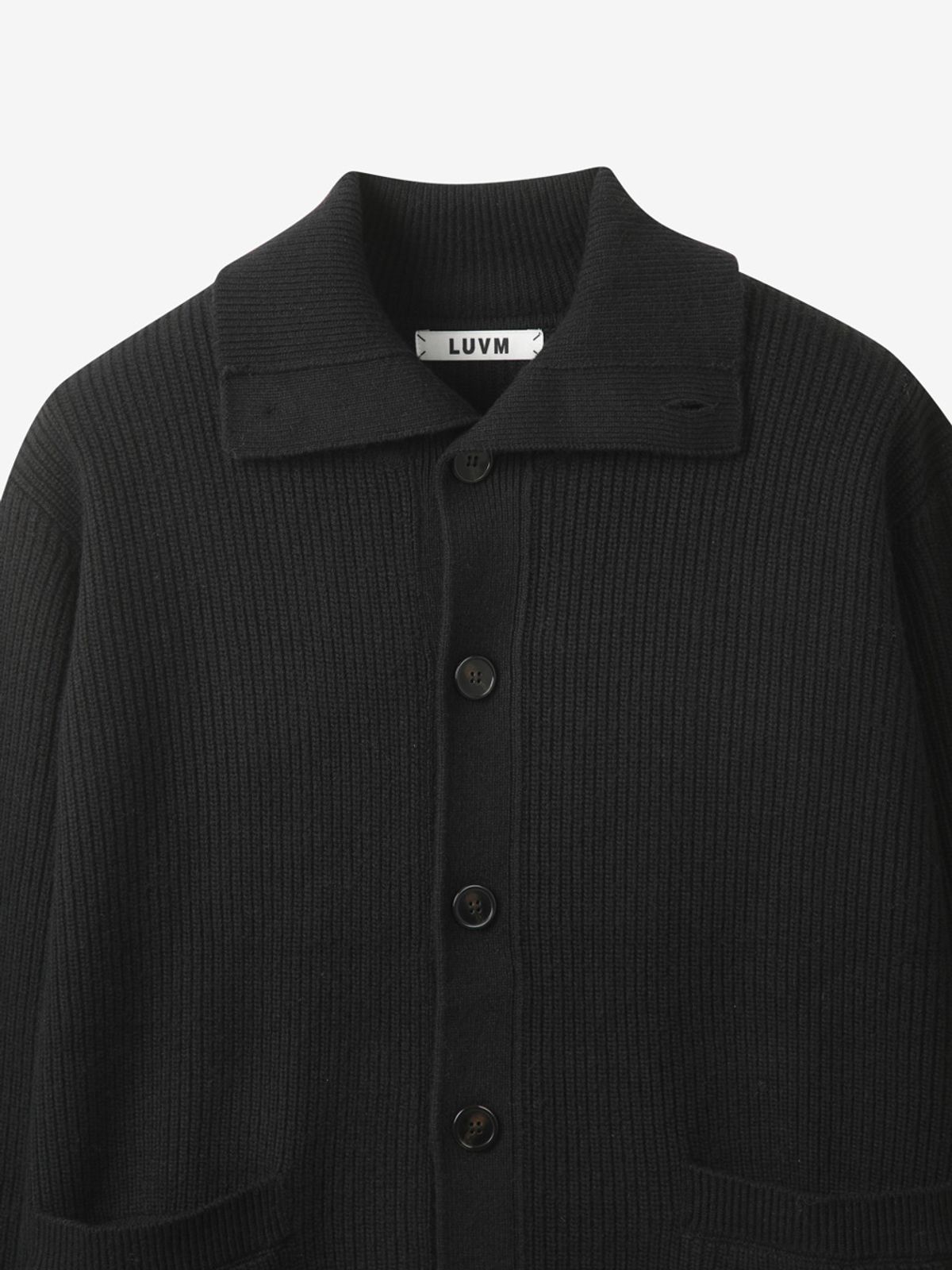 엘유브이엠(LUVM) CALLOR OPEN CARDIGAN FOR MEN_BLACK
