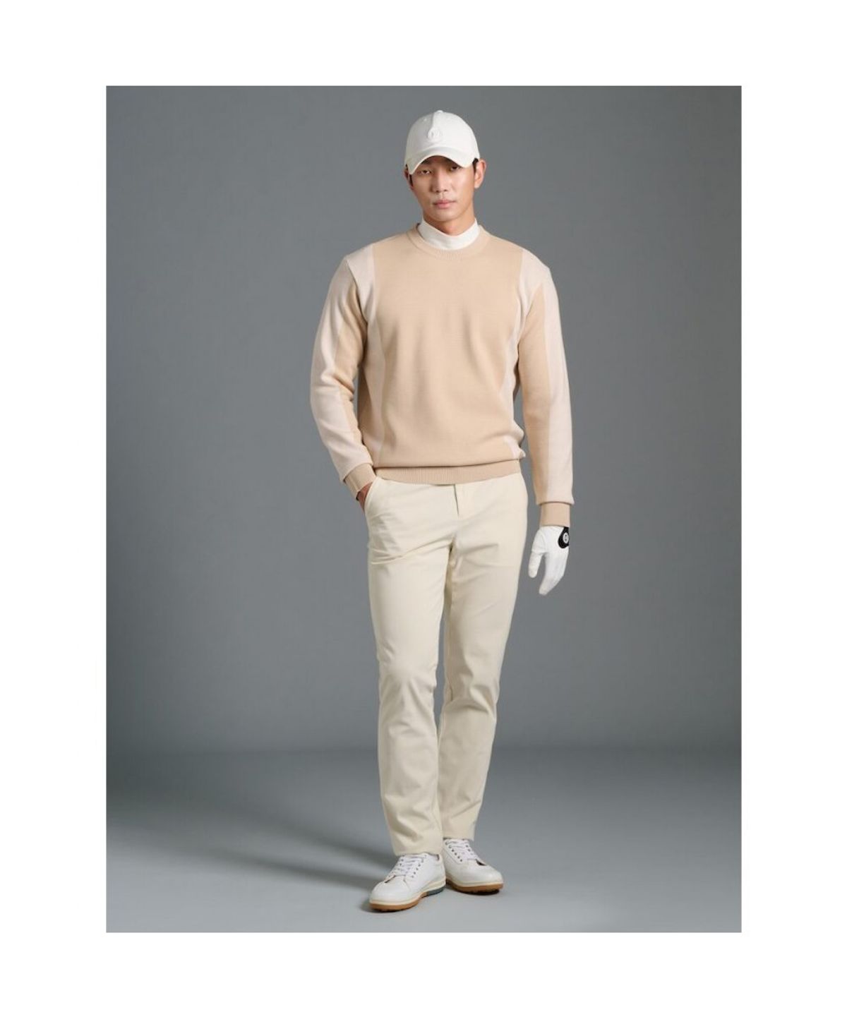 빈폴골프(BEANPOLE GOLF) 남성 사이드 스트라이프 패턴 풀오버 - 베이지