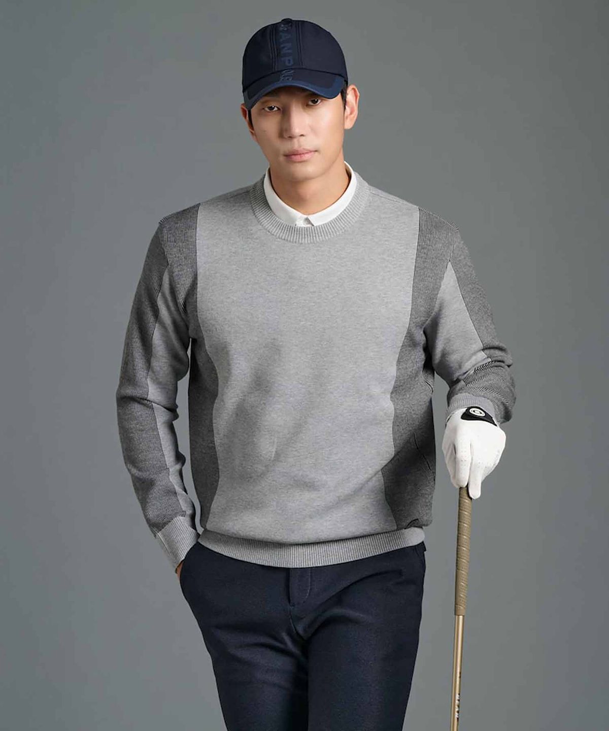 빈폴골프(BEANPOLE GOLF) 남성 사이드 스트라이프 패턴 풀오버 - 그레이